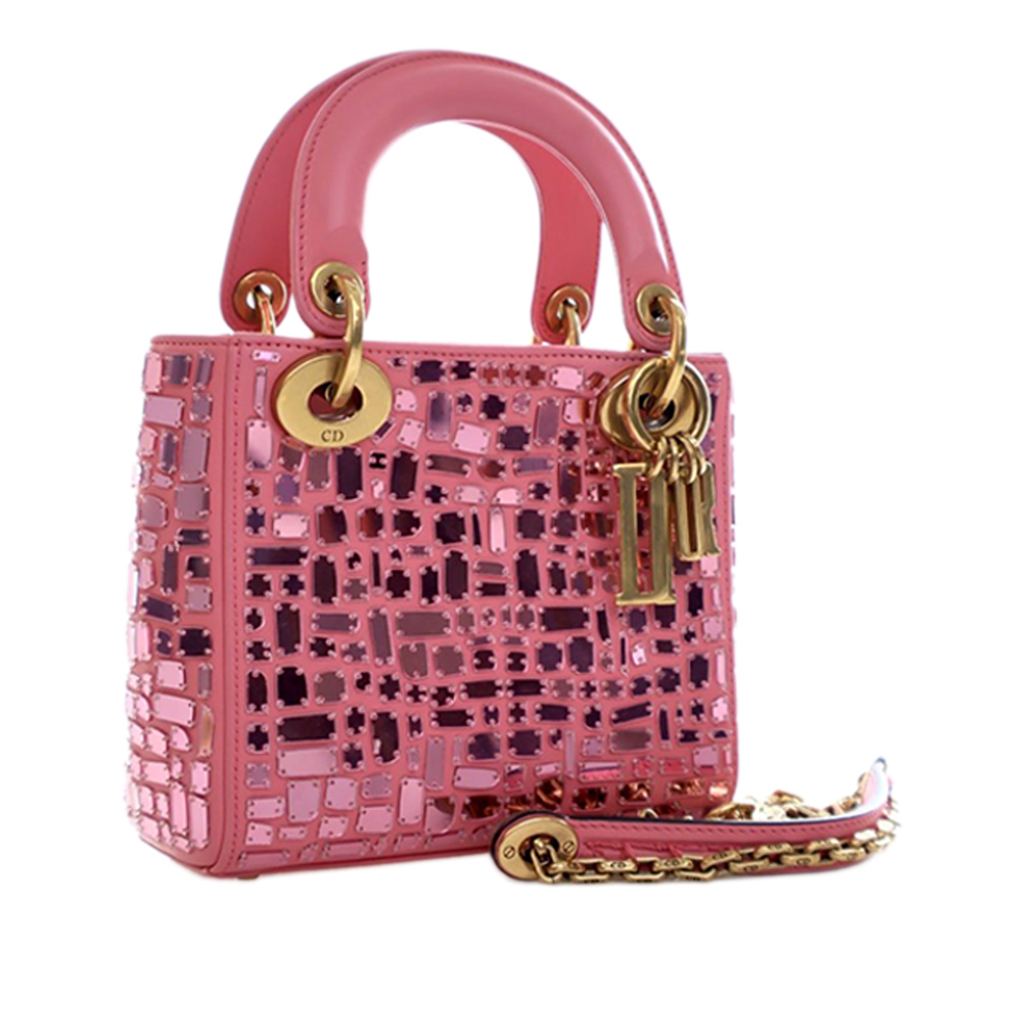 Dior Mini Smooth Calfskin Embroidered Mosaic of Mirrors Lady Dior - image 3