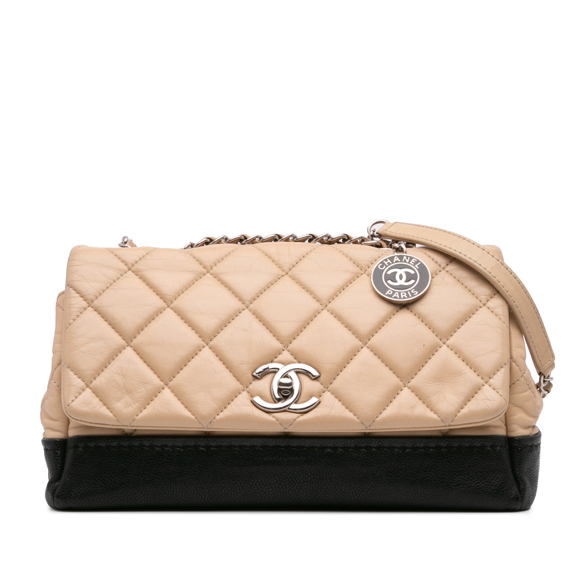 Chanel CC Bicolor Quilted Calfskin and Caviar Single Flap - image 1