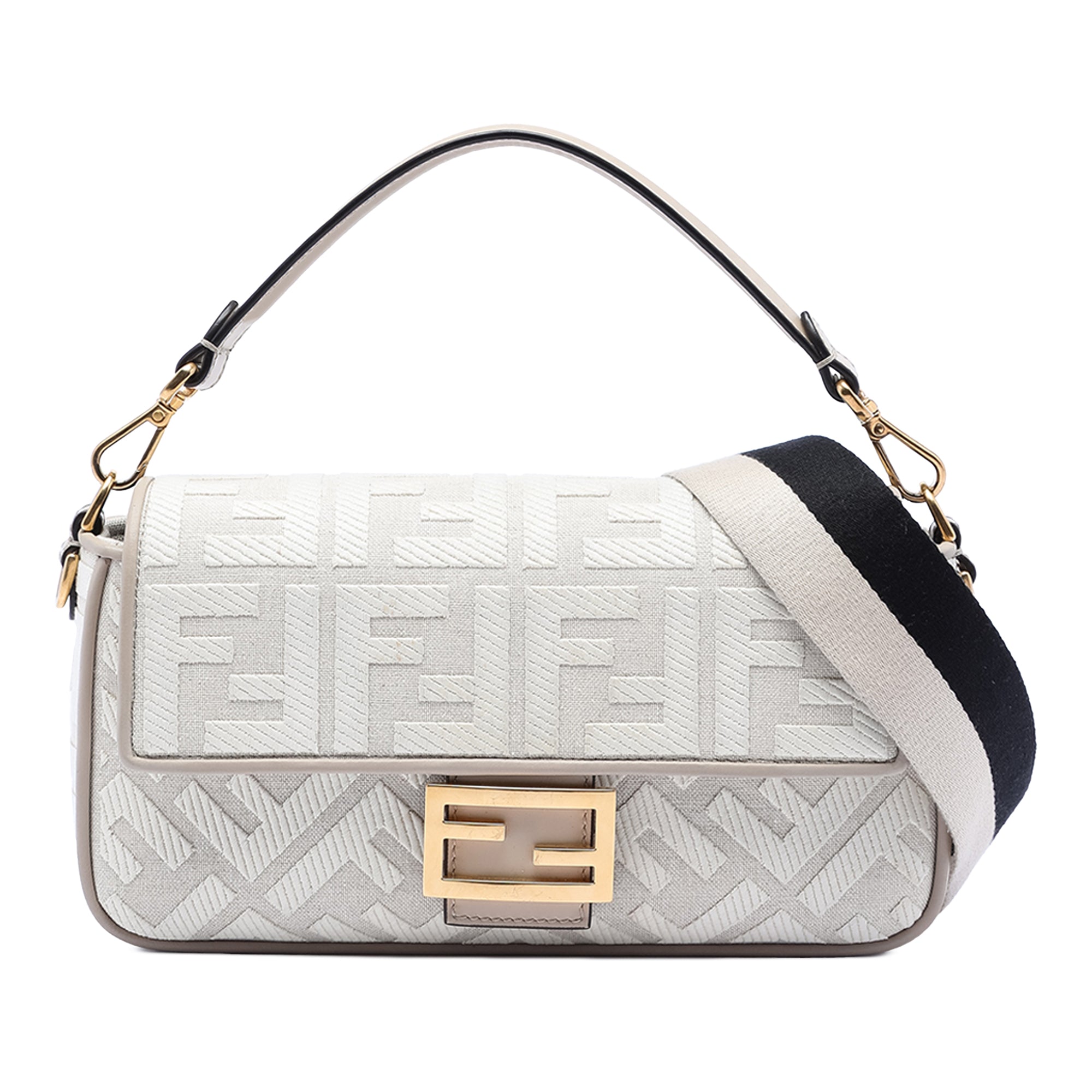 Fendi Zucca Embroidered Canvas Baguette Satchel - image 1