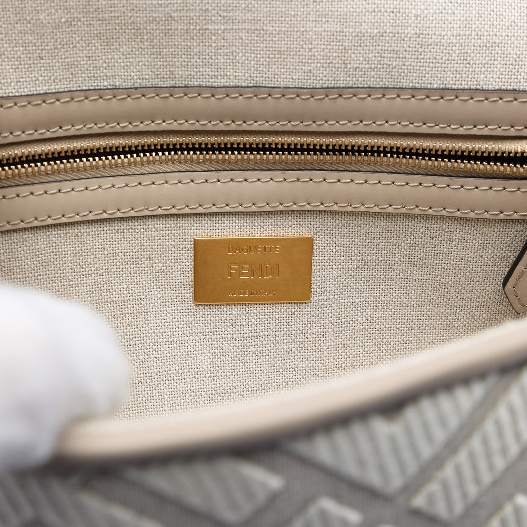 Fendi Zucca Embroidered Canvas Baguette Satchel - image 5