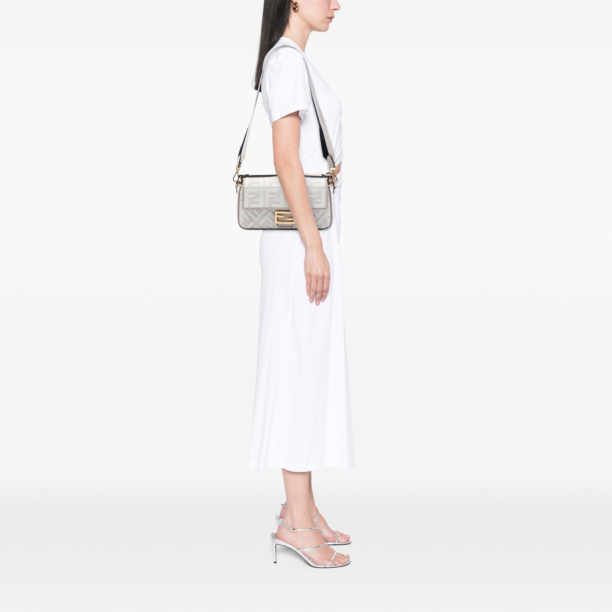 Fendi Zucca Embroidered Canvas Baguette Satchel - image 7