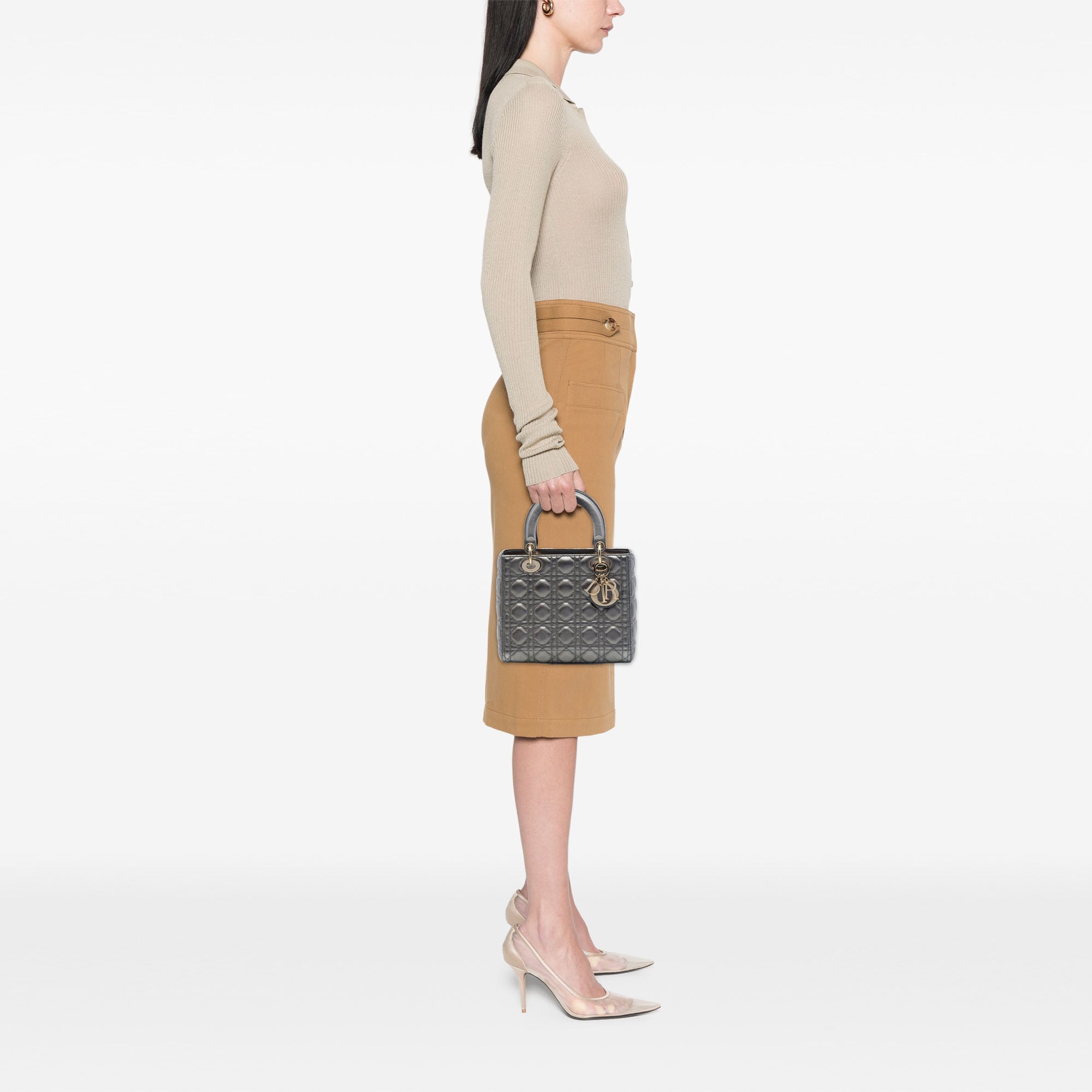 Dior Medium Metallic Lambskin Cannage Lady Dior - image 6