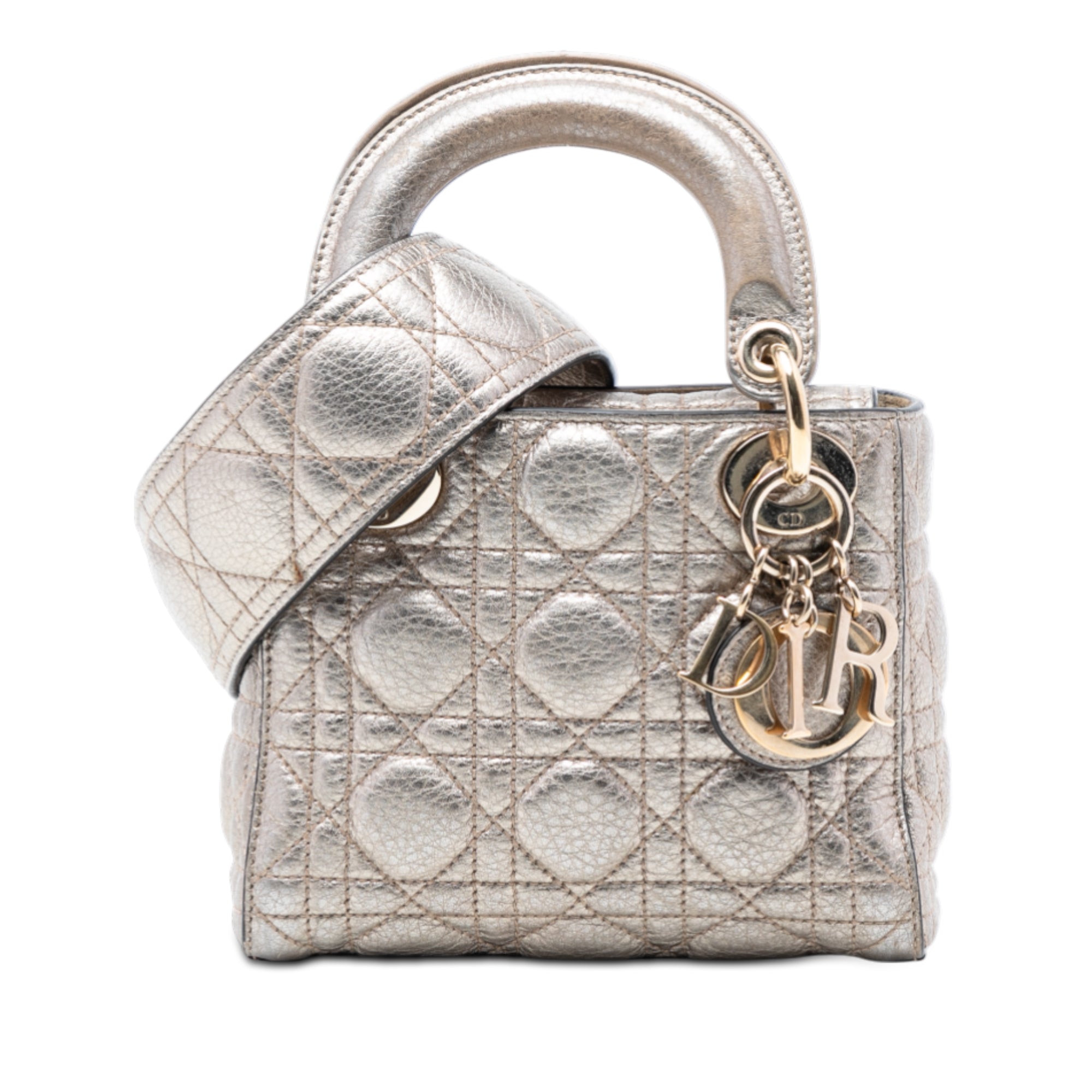 Dior Mini Metallic Calfskin Cannage Supple Lady Dior - image 1