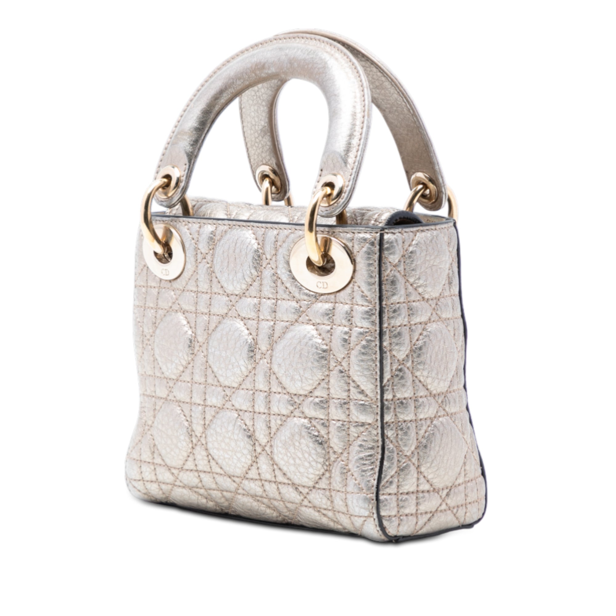 Dior Mini Metallic Calfskin Cannage Supple Lady Dior - image 2