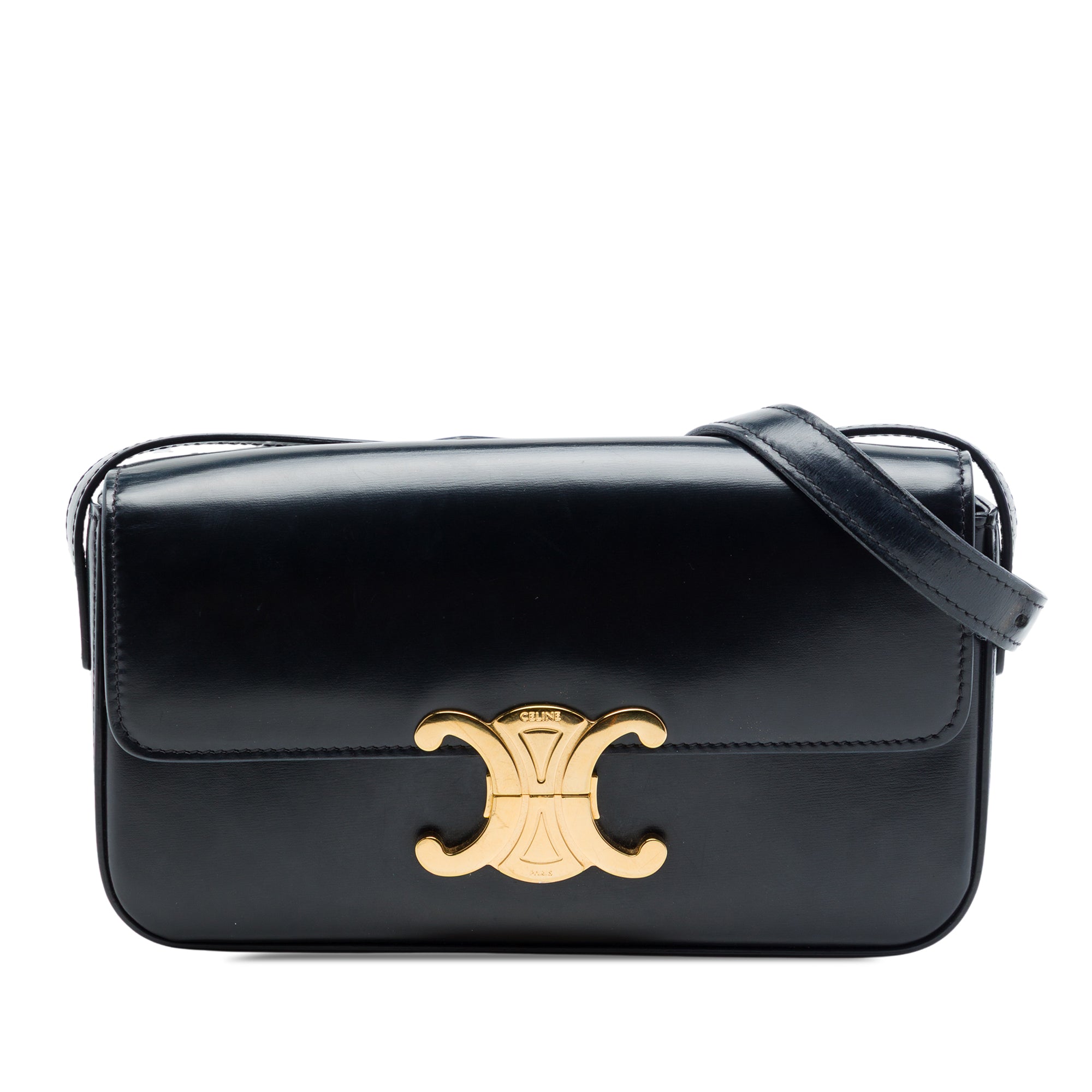Celine Shiny Calfskin Triomphe Claude Shoulder Bag - image 1