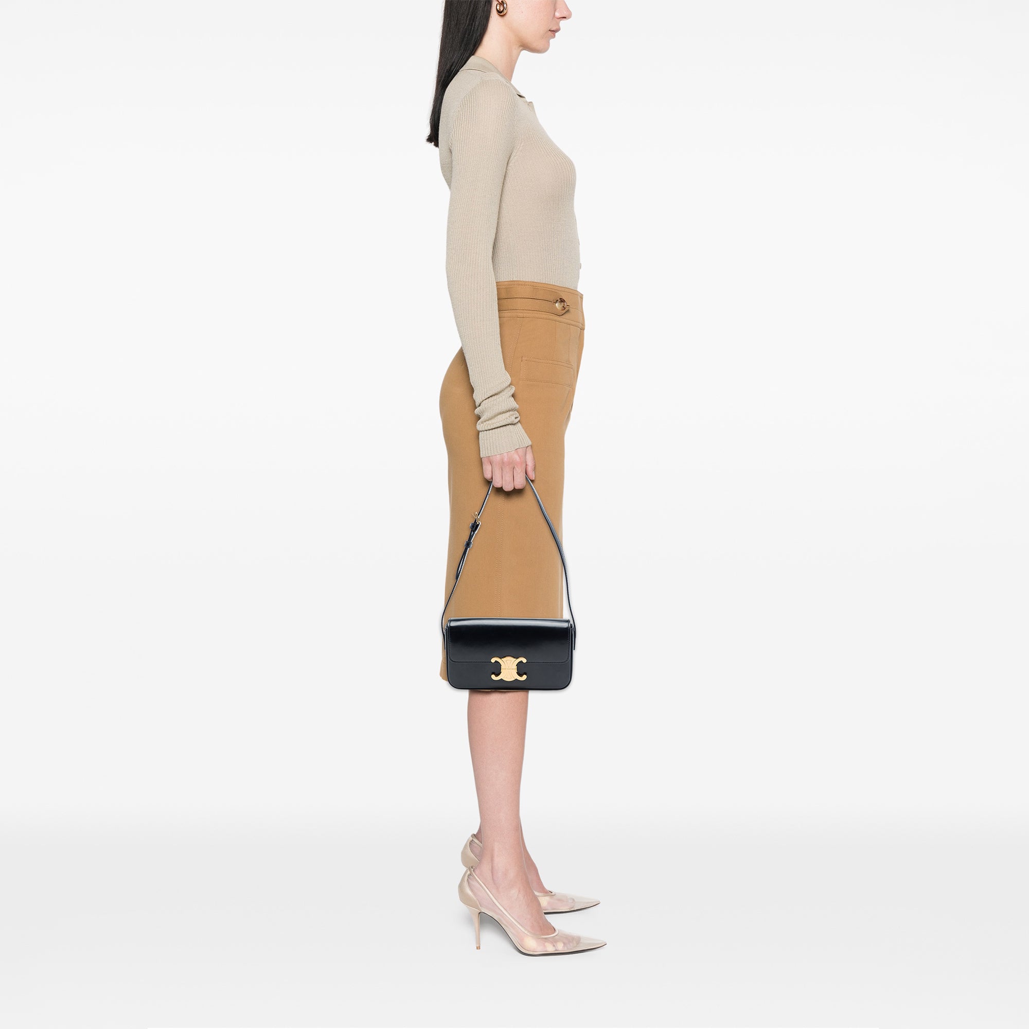Celine Shiny Calfskin Triomphe Claude Shoulder Bag - image 6