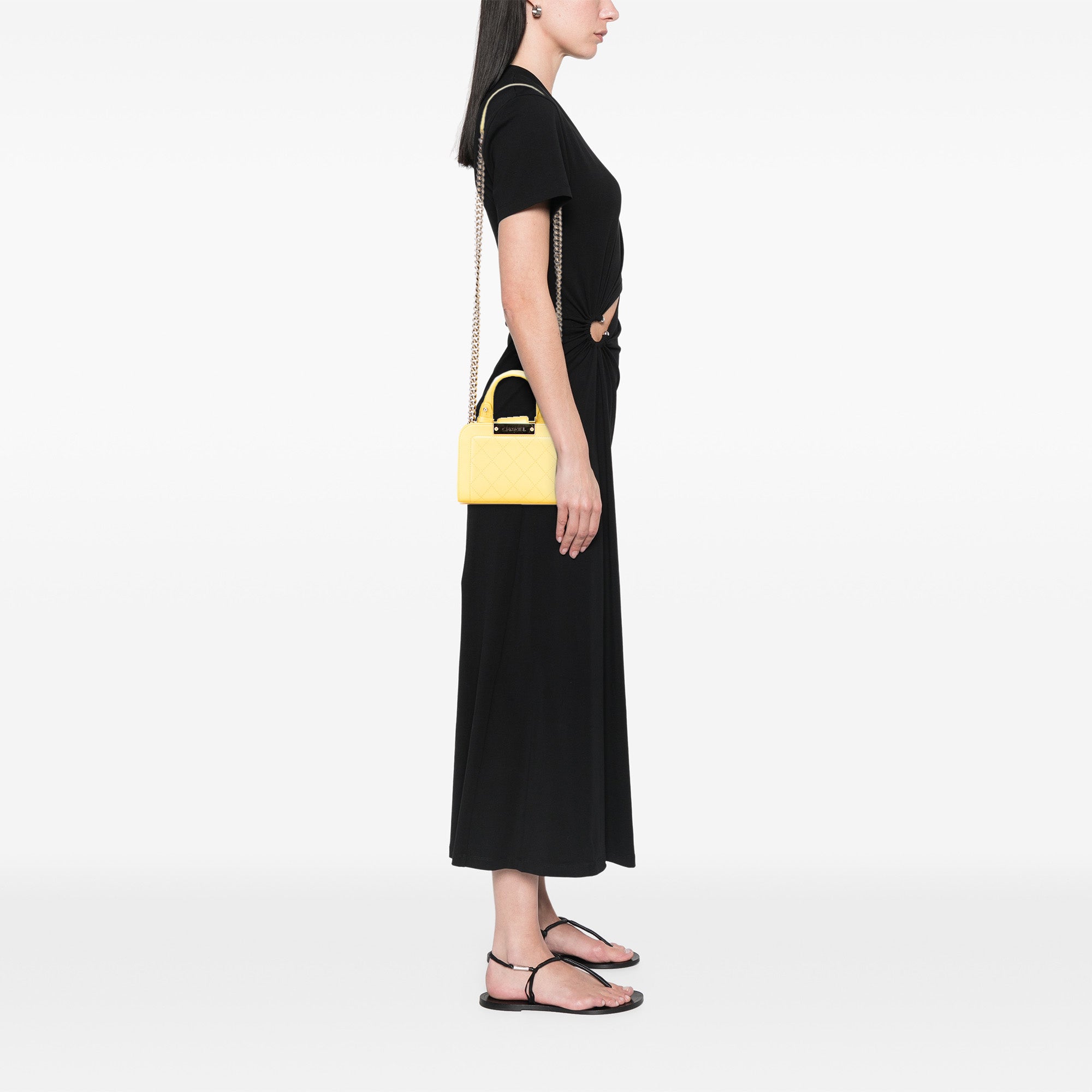 Chanel Mini Calfskin Label Click Shopping Tote - image 12