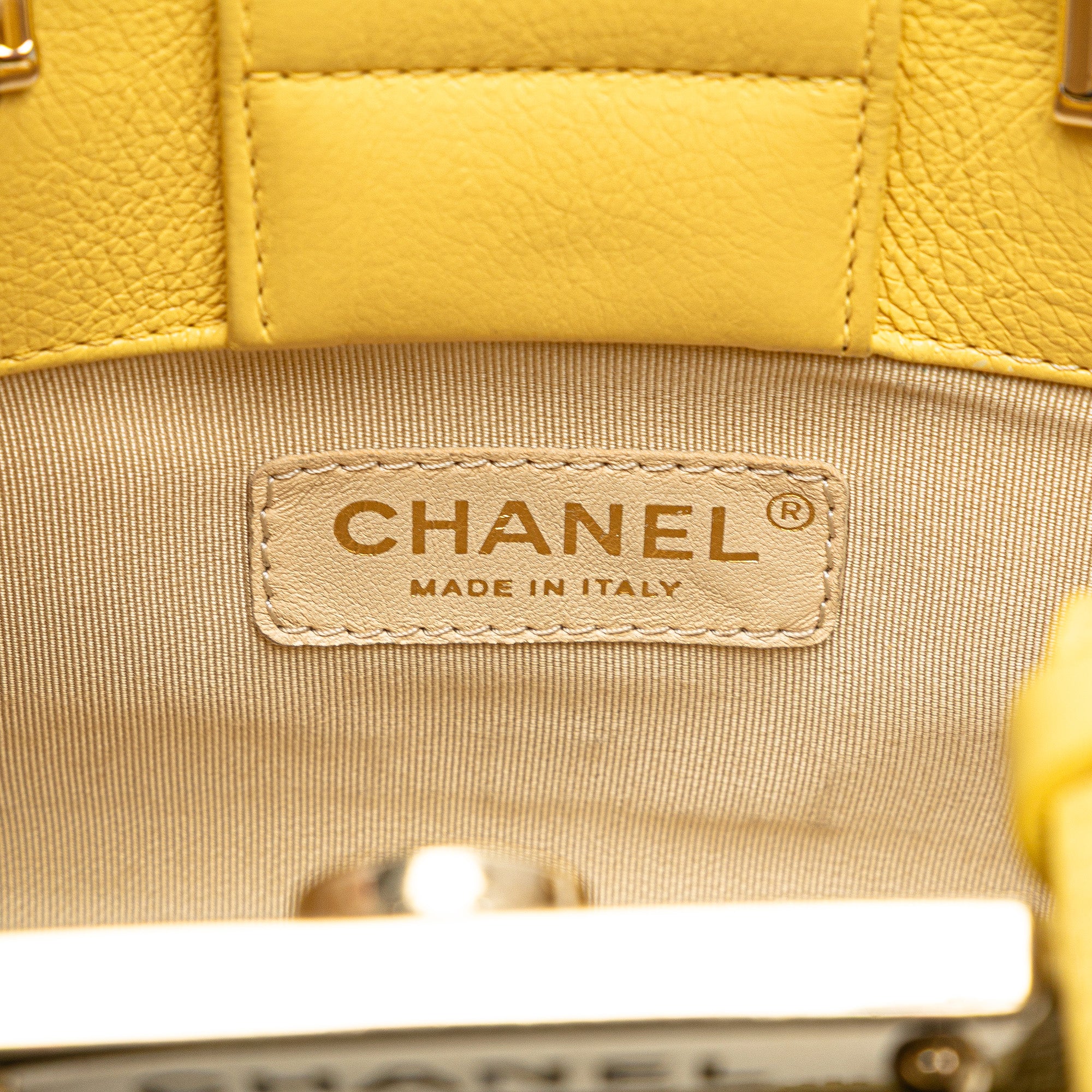 Chanel Mini Calfskin Label Click Shopping Tote - image 5