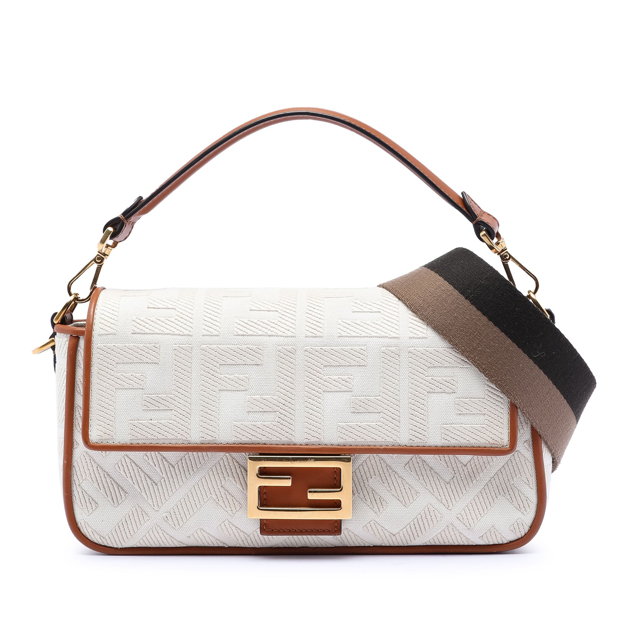 Fendi Zucca Embroidered Canvas Baguette Satchel - image 1