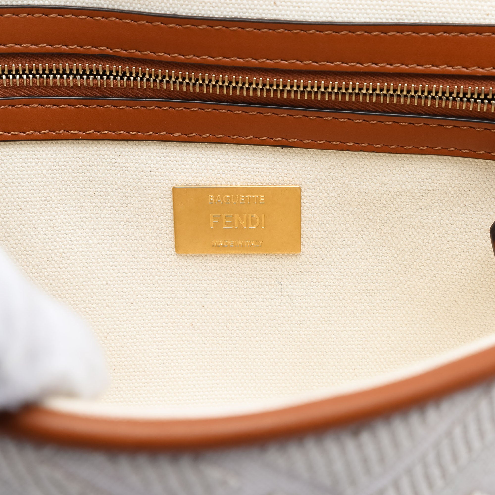 Fendi Zucca Embroidered Canvas Baguette Satchel - image 5