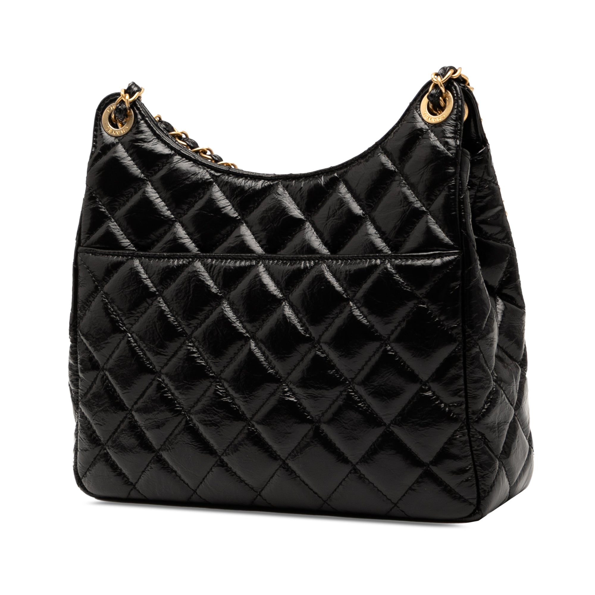 Chanel Medium Shiny Crumpled Calfskin Wavy CC Hobo - image 2