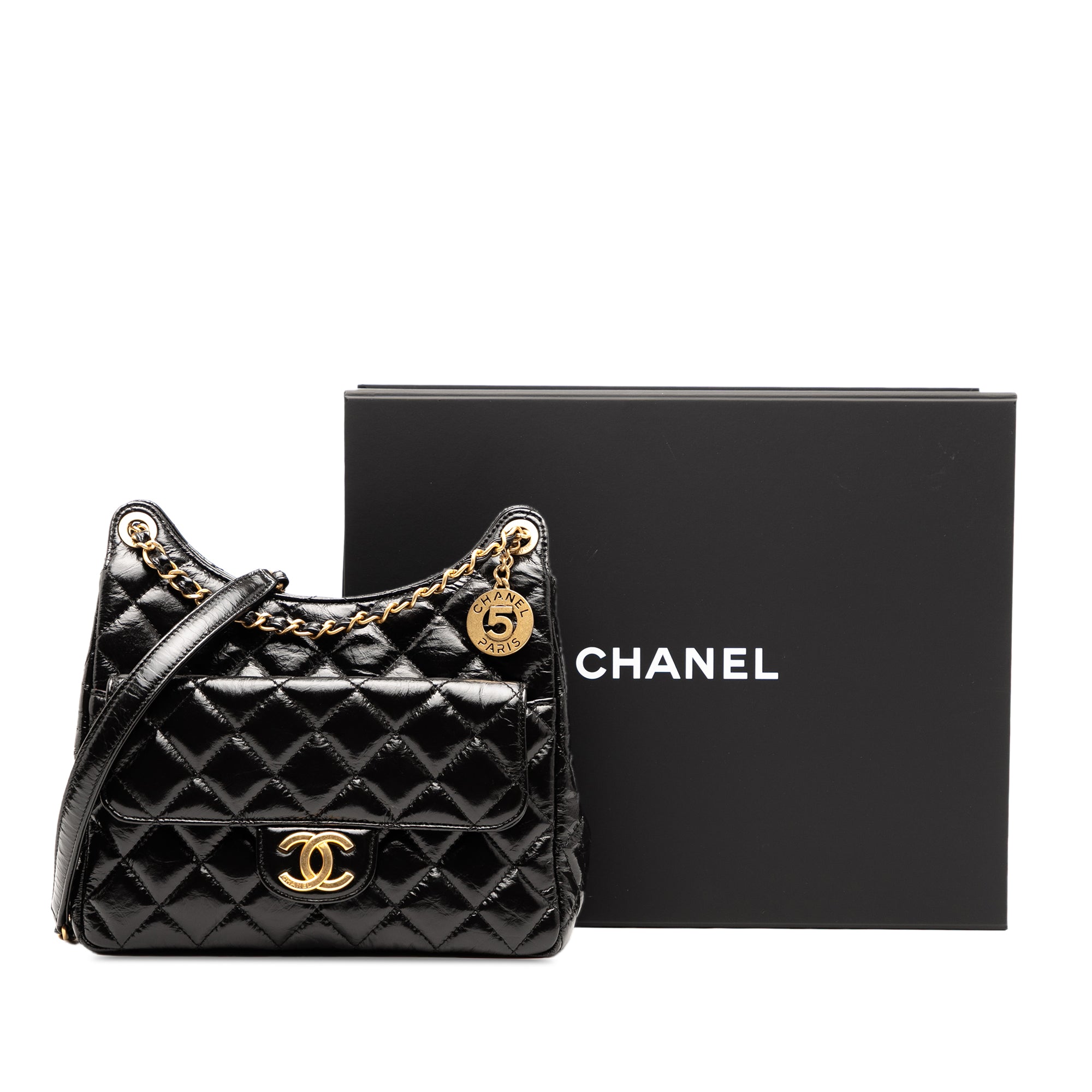 Chanel Medium Shiny Crumpled Calfskin Wavy CC Hobo - image 9