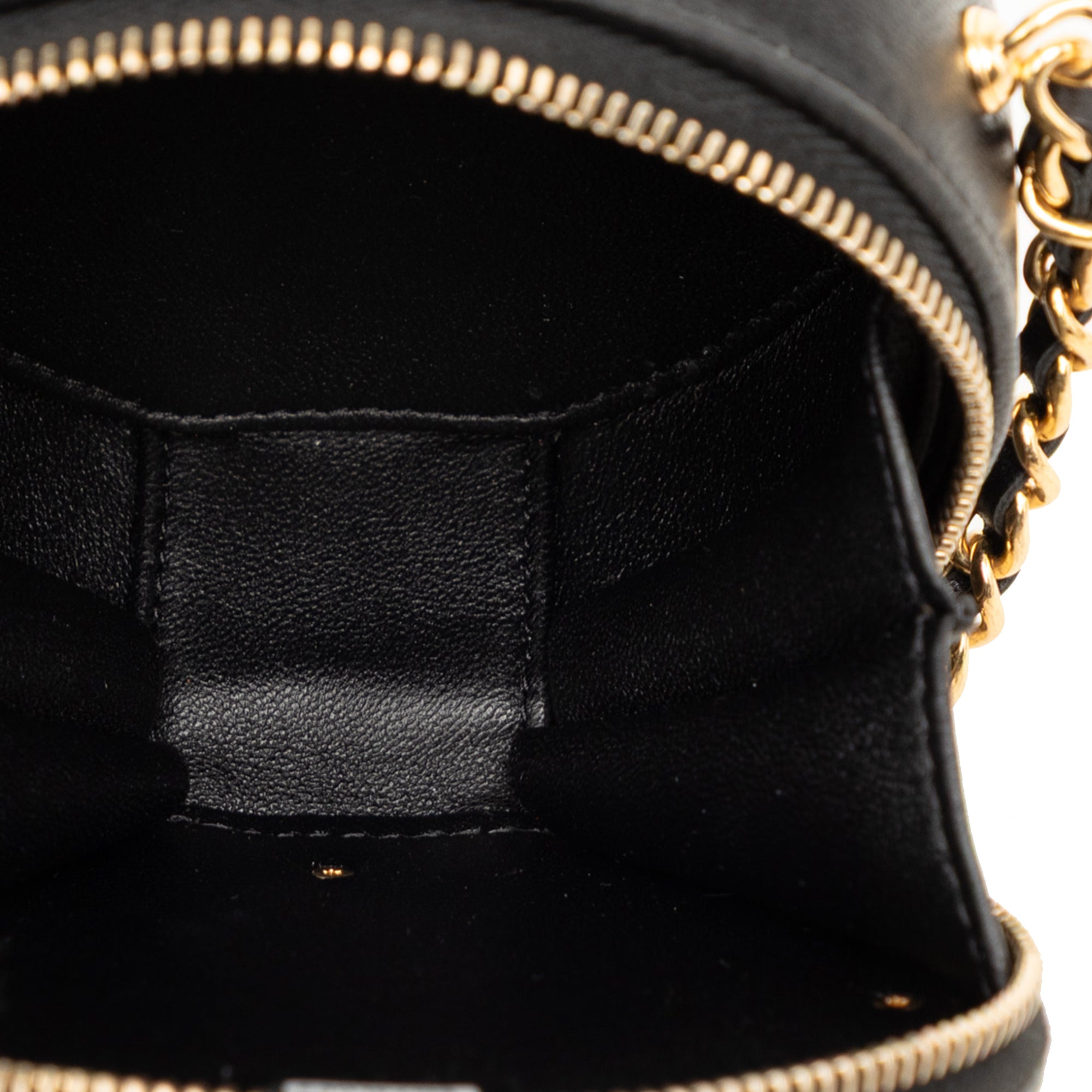 Chanel CC Lambskin and Metal Camellia Round Clutch with Chain - image 4