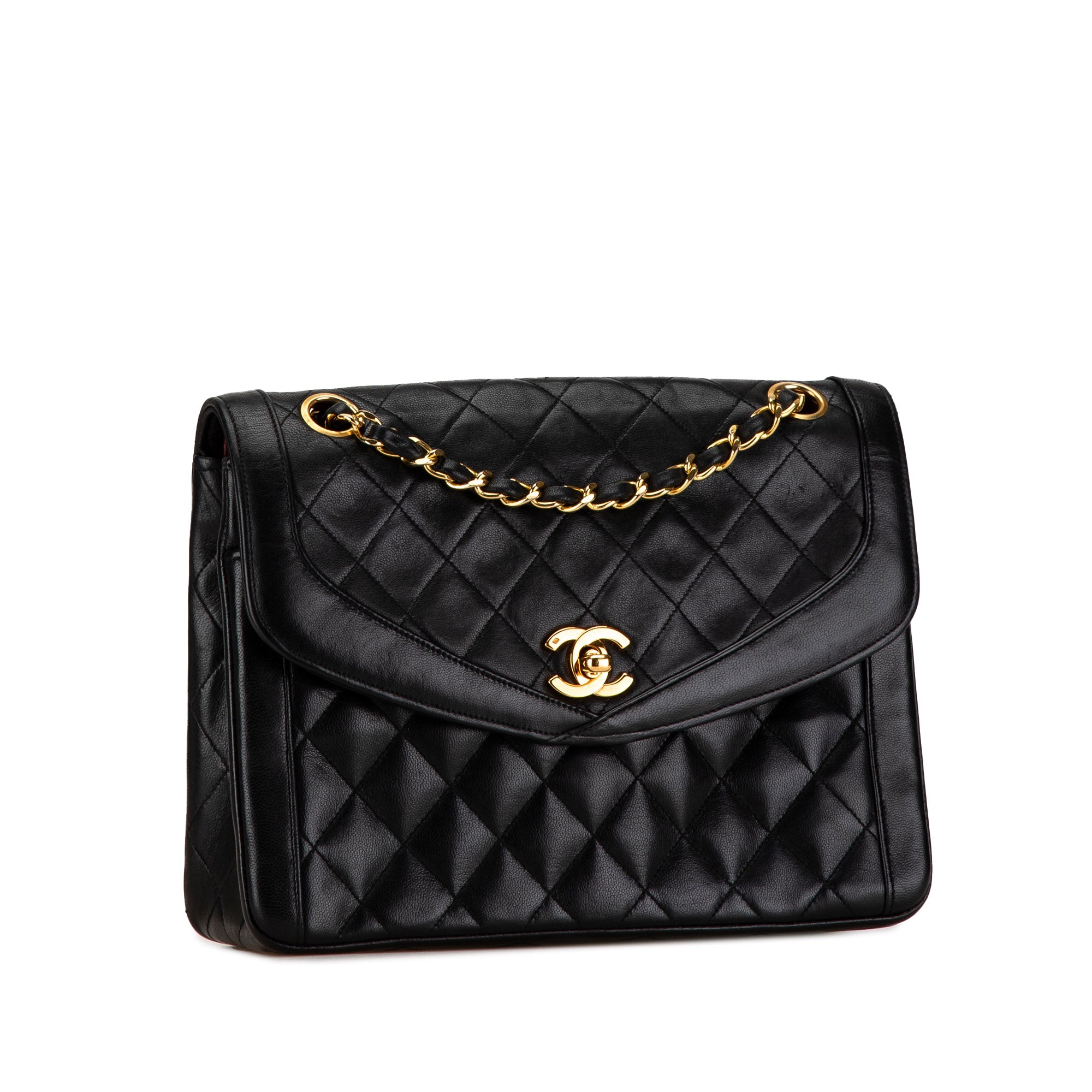 Chanel CC Quilted Lambskin Diana Single Flap - image 2