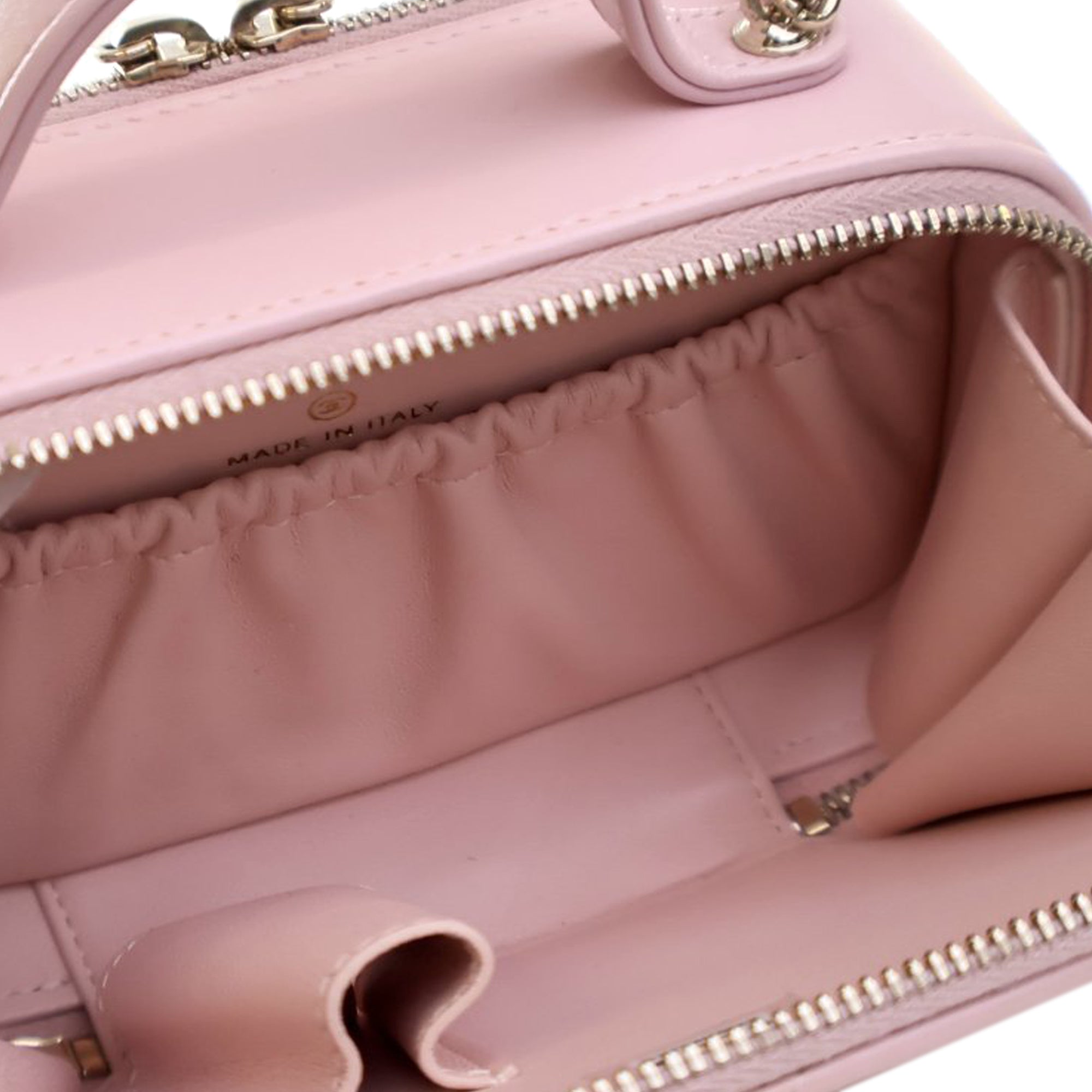 Chanel Mini CC Glazed Calfskin Double Zip Top Handle Vanity Case - image 5