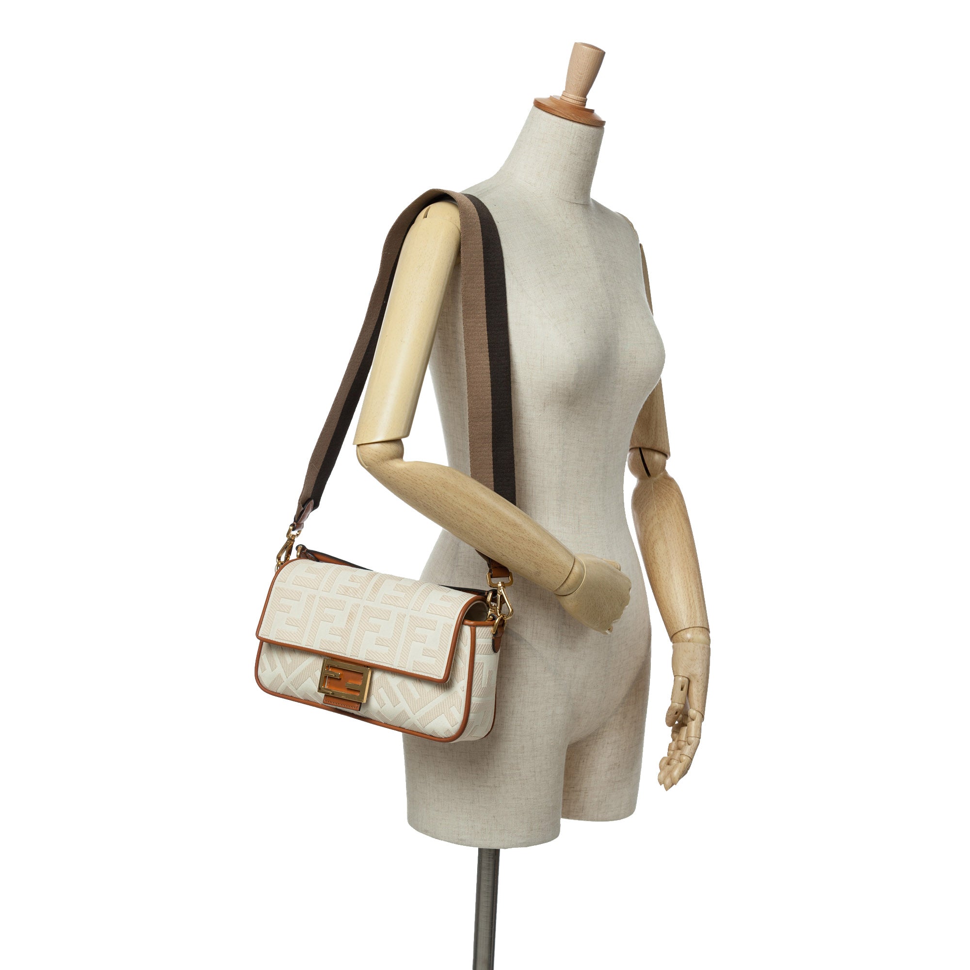 Fendi Zucca Embroidered Canvas Baguette Satchel - image 10