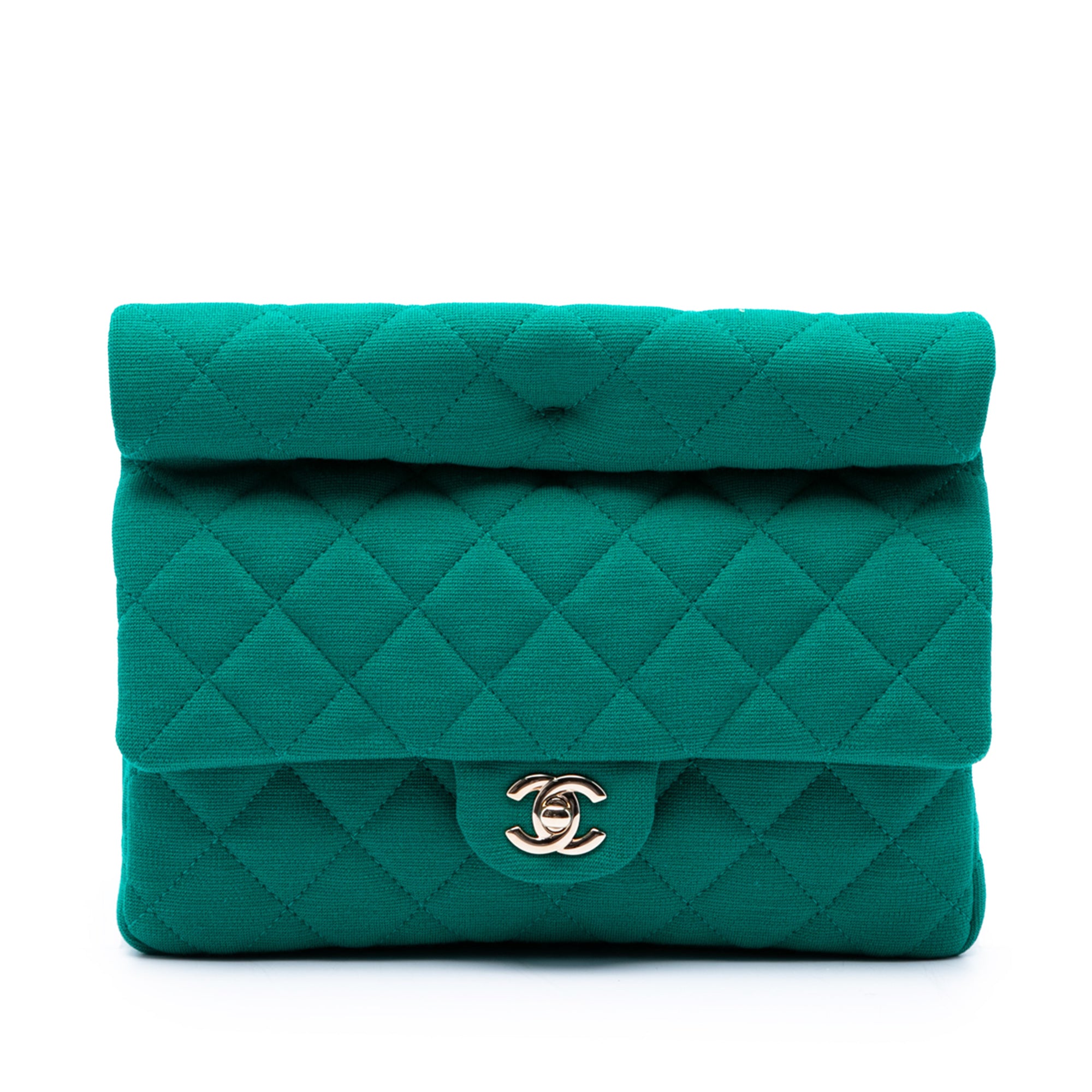 Chanel CC Quilted Jersey Roll Clutch - image 1