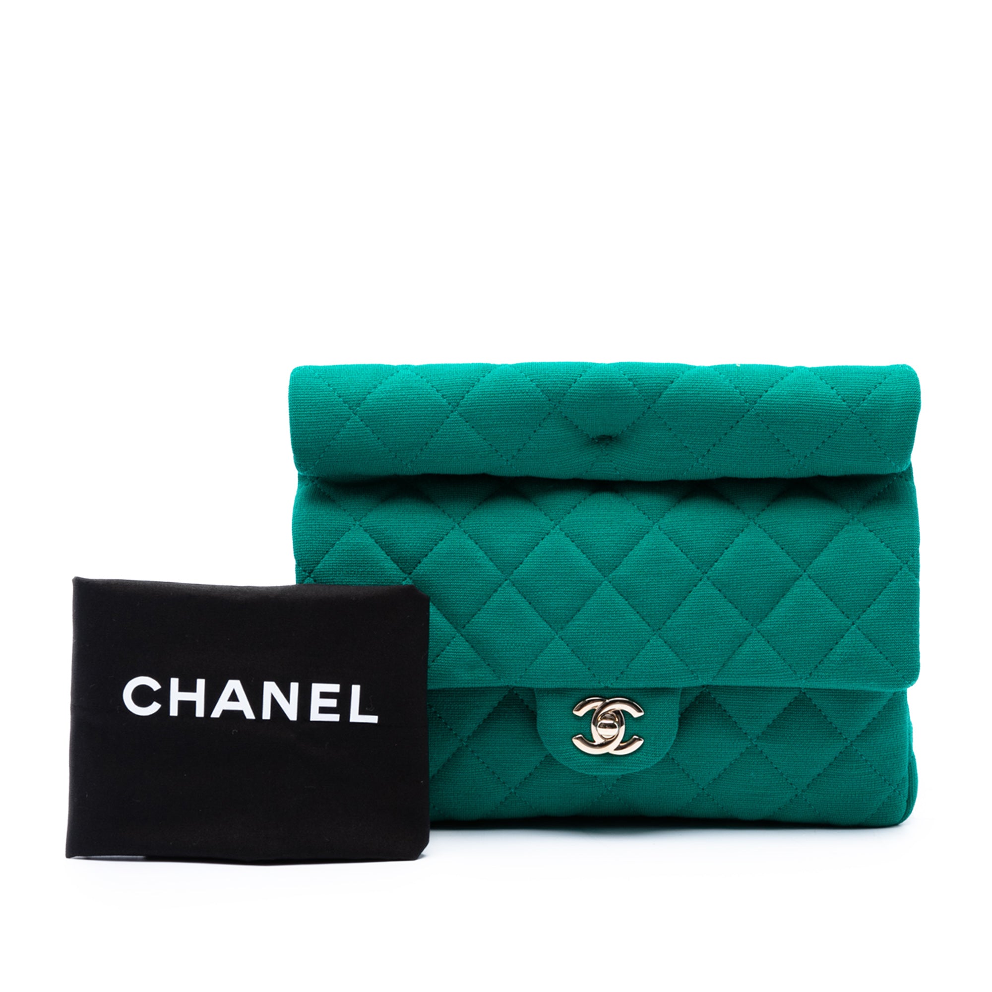 Chanel CC Quilted Jersey Roll Clutch - image 7
