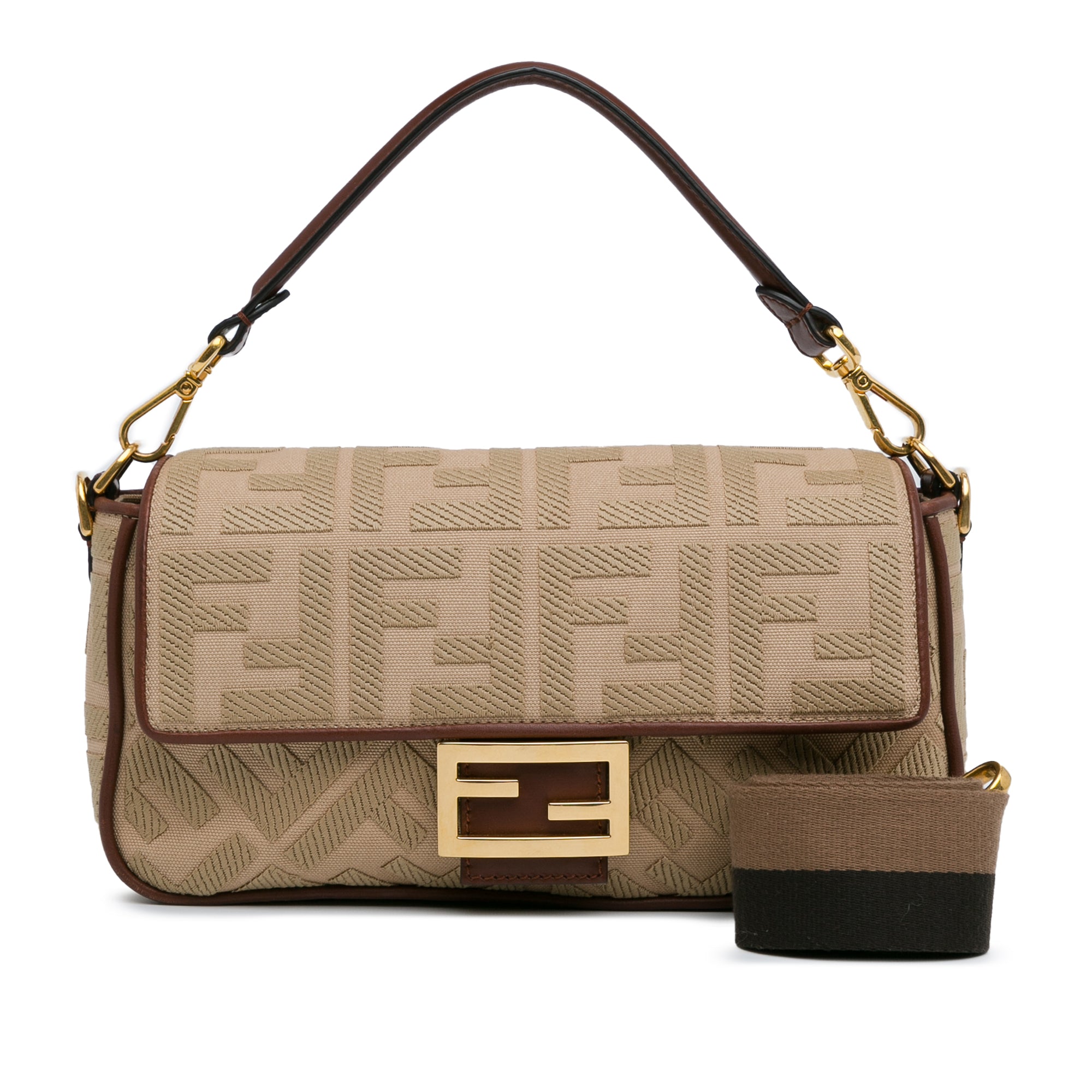 Fendi Zucca Embroidered Canvas Baguette Satchel - image 11