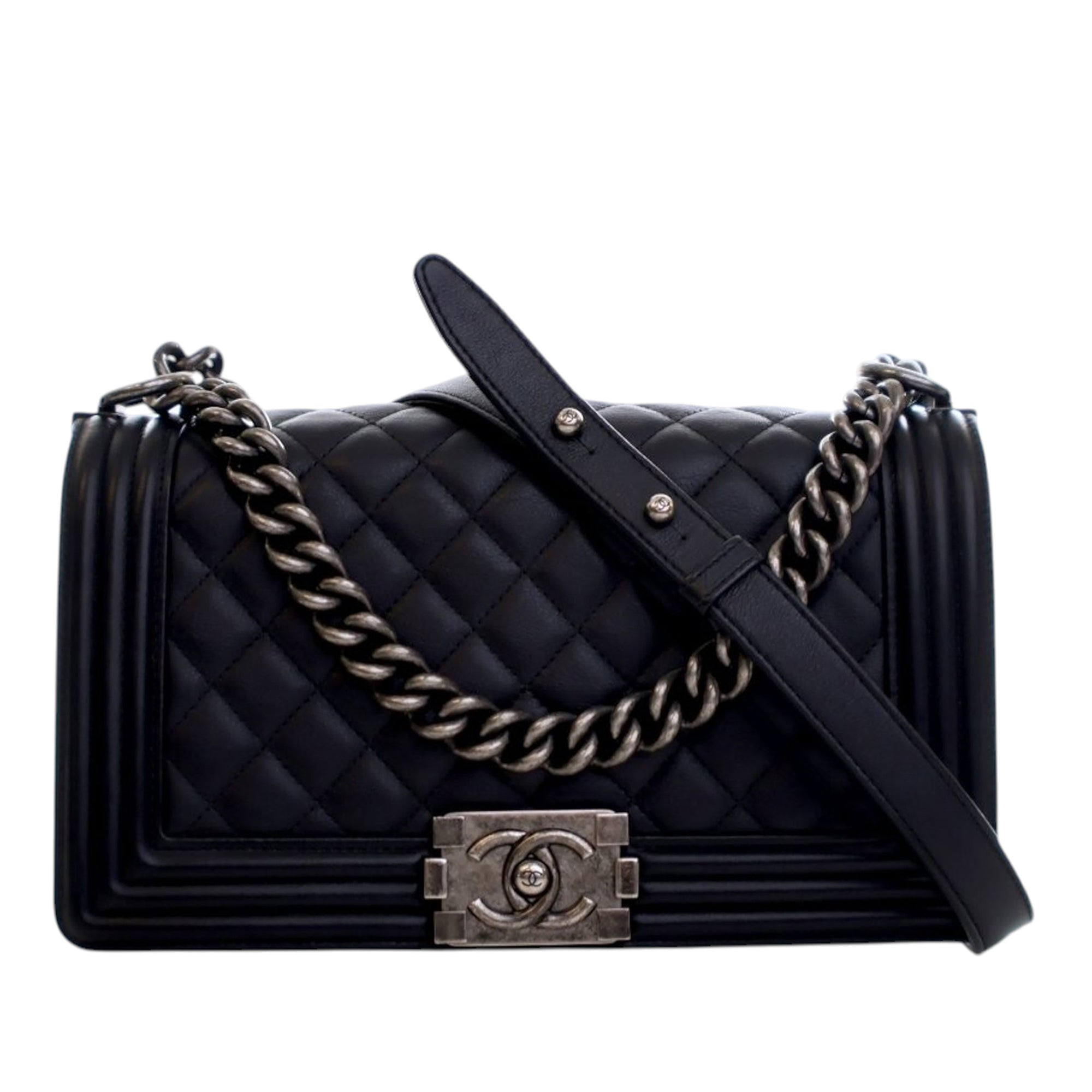 Chanel Old Medium Quilted Lambskin Boy Flap - image 1