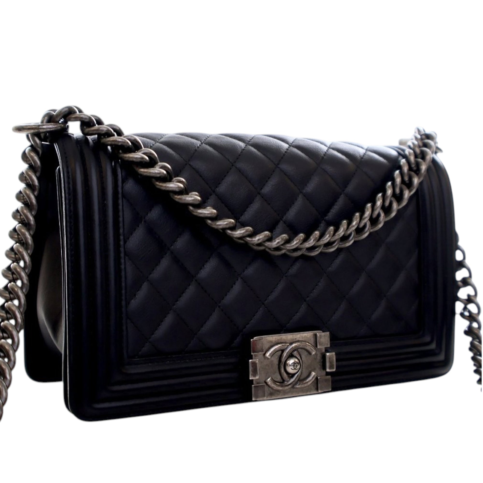 Chanel Old Medium Quilted Lambskin Boy Flap - image 2