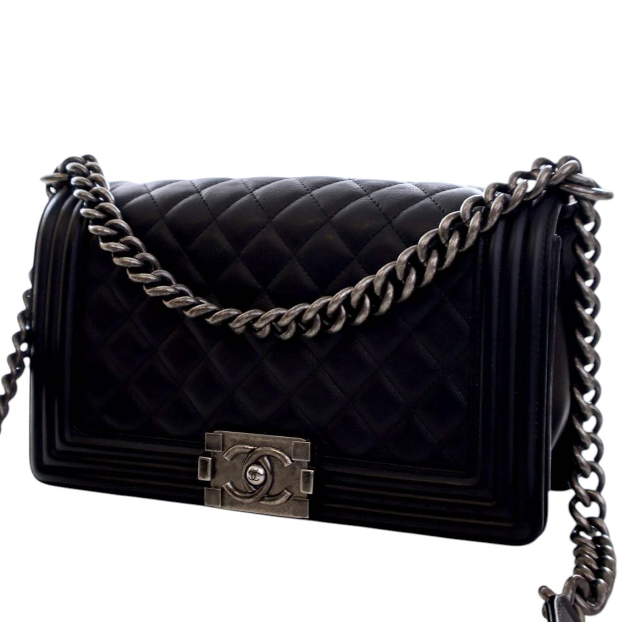 Chanel Old Medium Quilted Lambskin Boy Flap - image 3