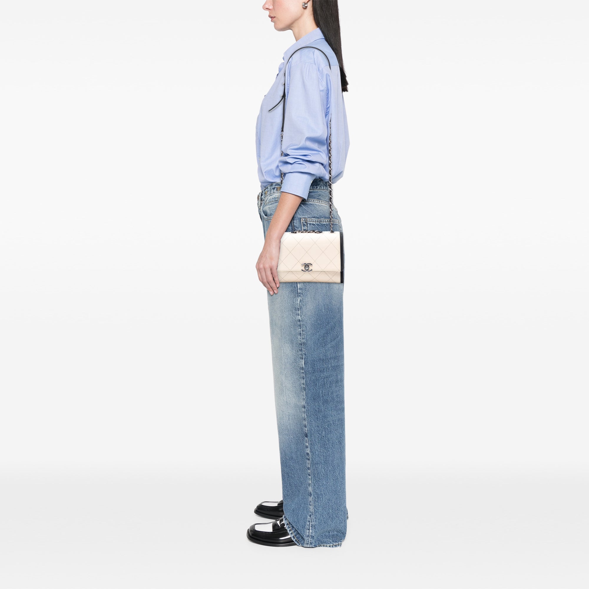 Chanel CC Quilted Crumpled Calfskin and Grosgrain Flap - image 8