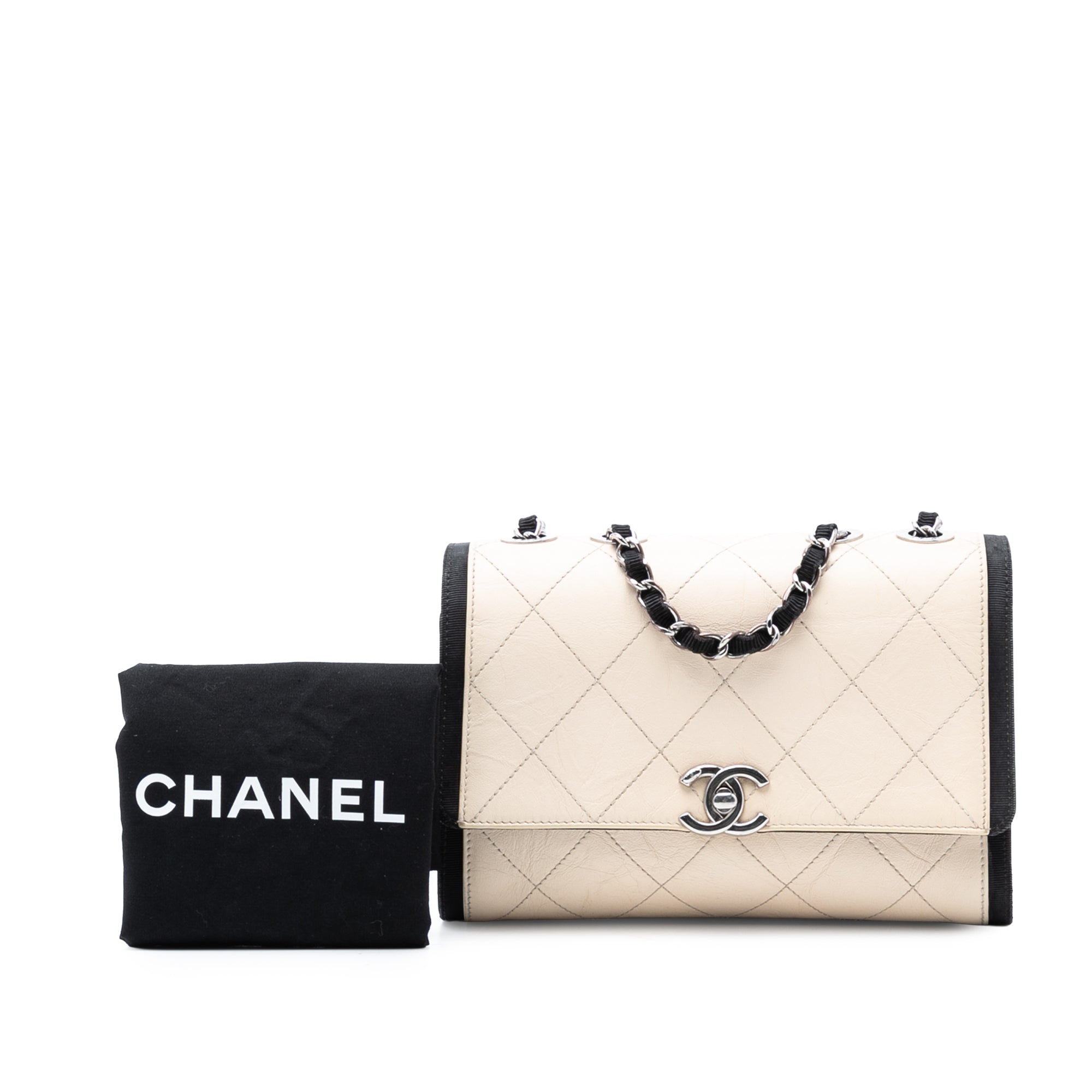 Chanel CC Quilted Crumpled Calfskin and Grosgrain Flap - image 9