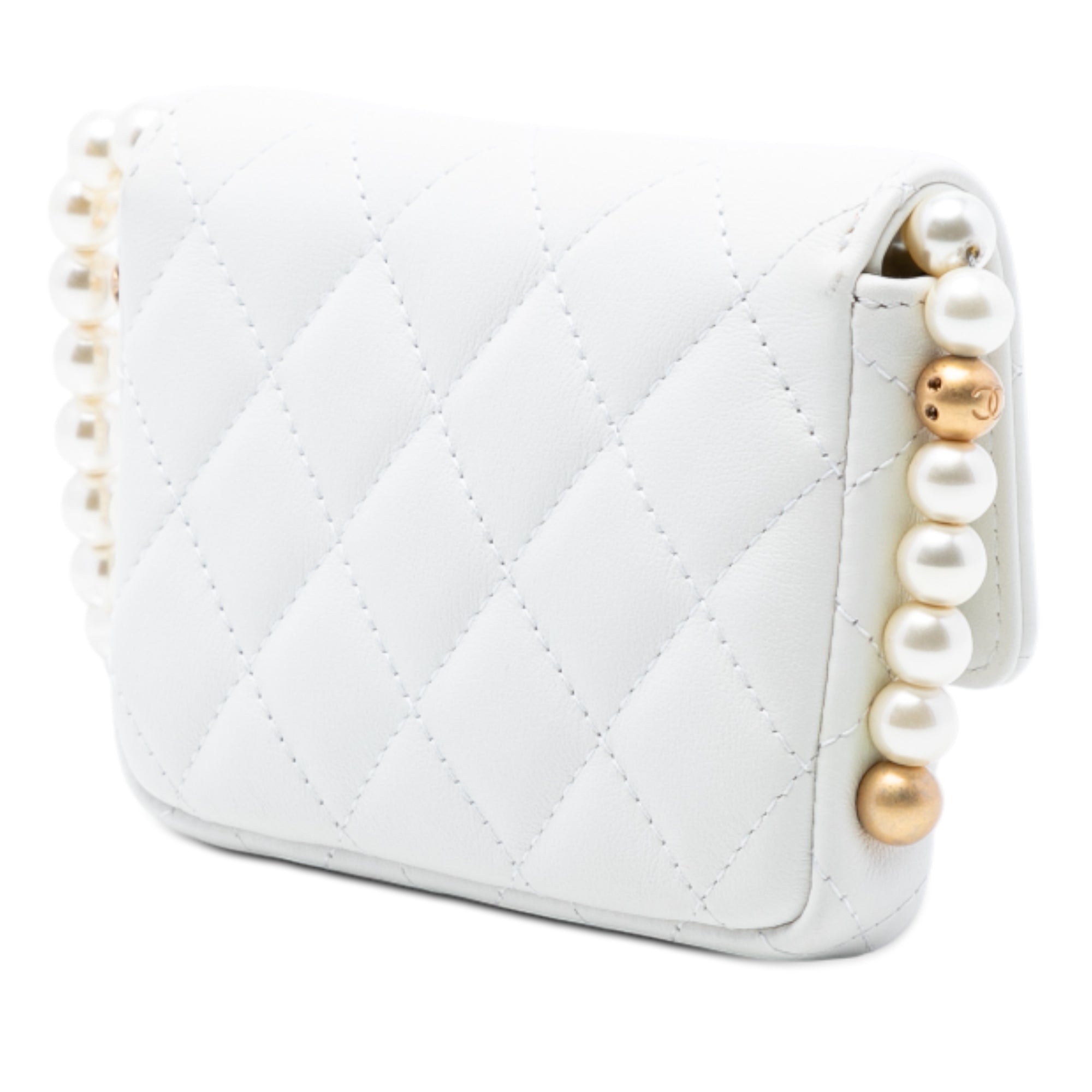 Chanel Quilted Lambskin About Pearls Card Holder On Chain - image 2