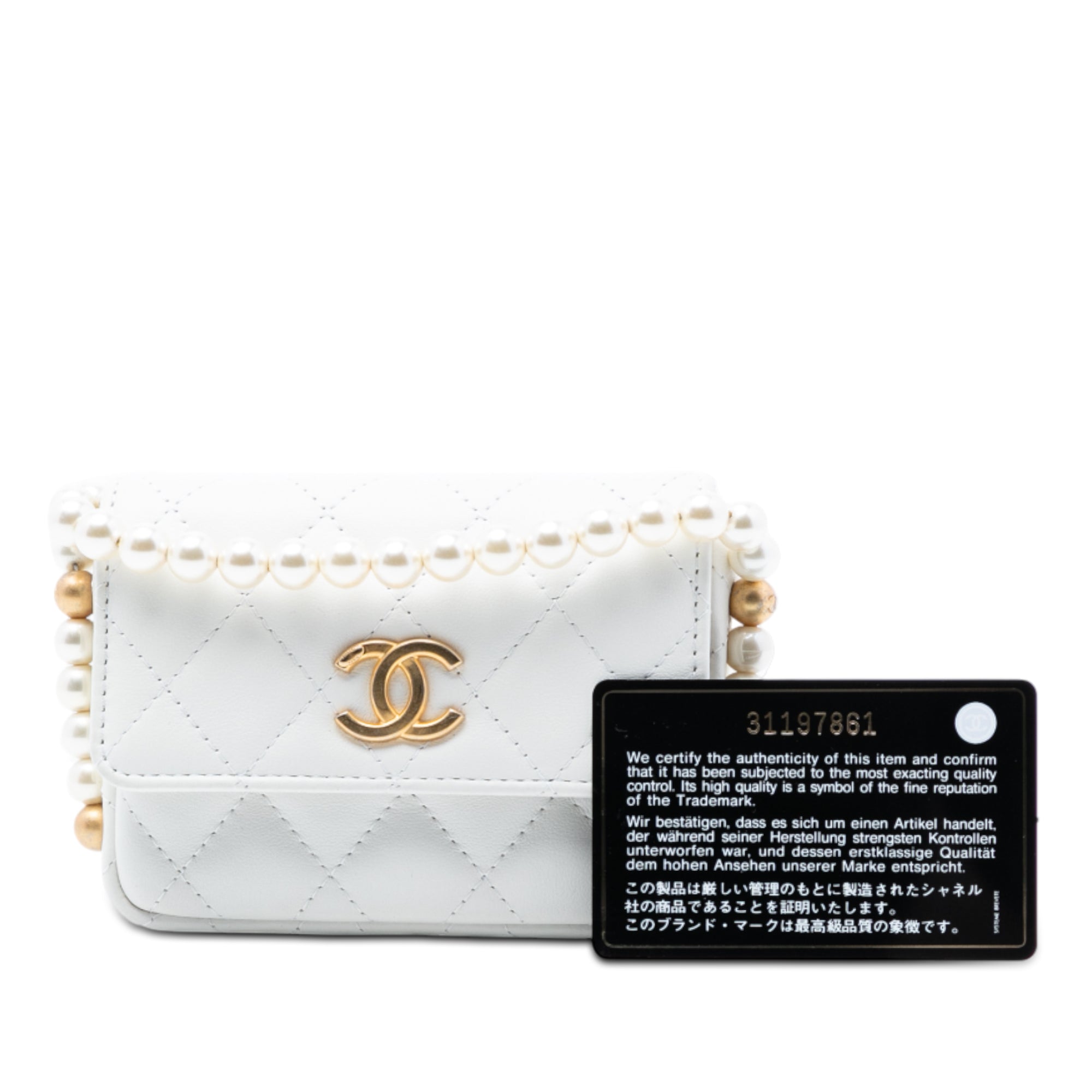 Chanel Quilted Lambskin About Pearls Card Holder On Chain - image 8