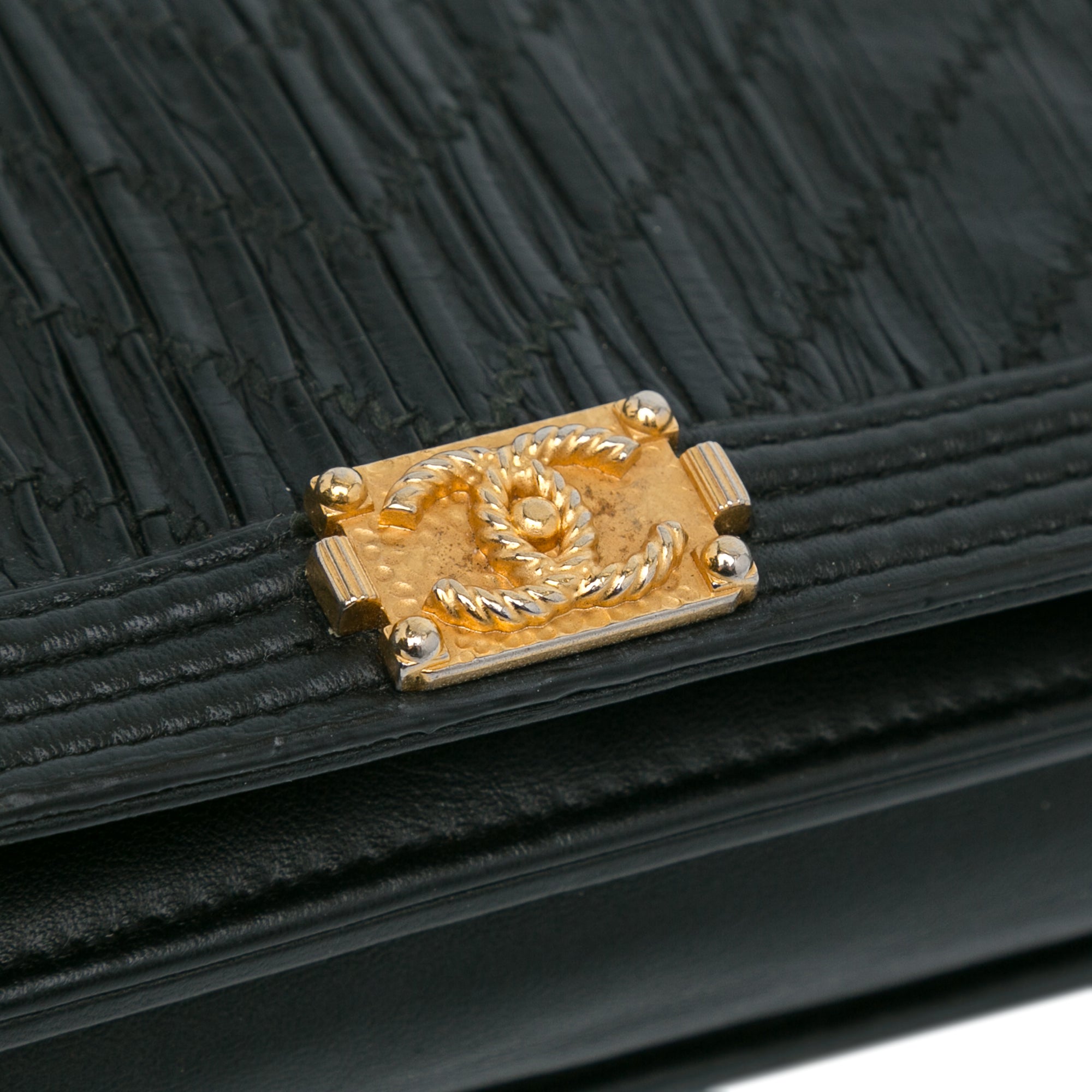 Chanel Pleated Crumpled Chevron Calfskin Boy Wallet On Chain - image 12