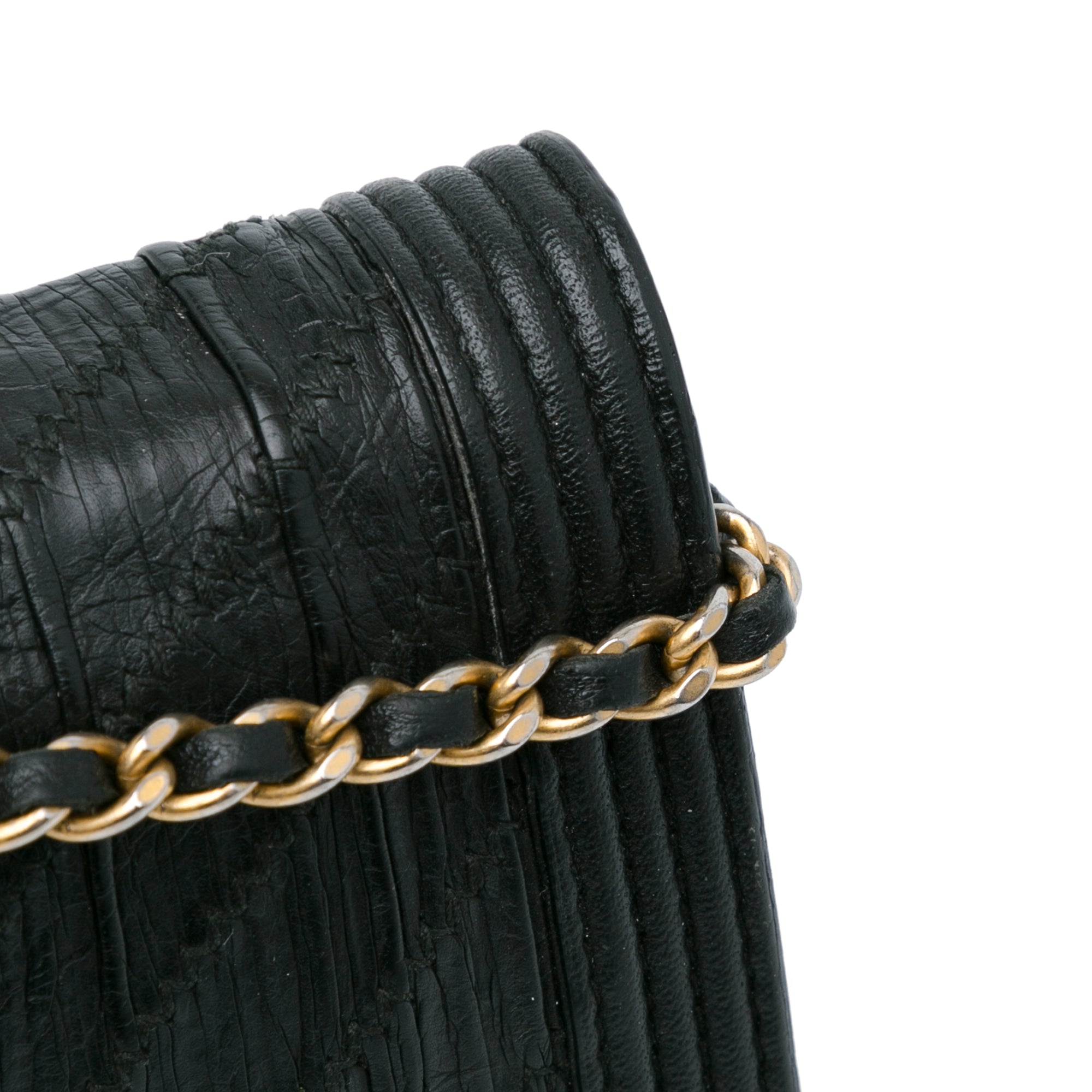 Chanel Pleated Crumpled Chevron Calfskin Boy Wallet On Chain - image 13