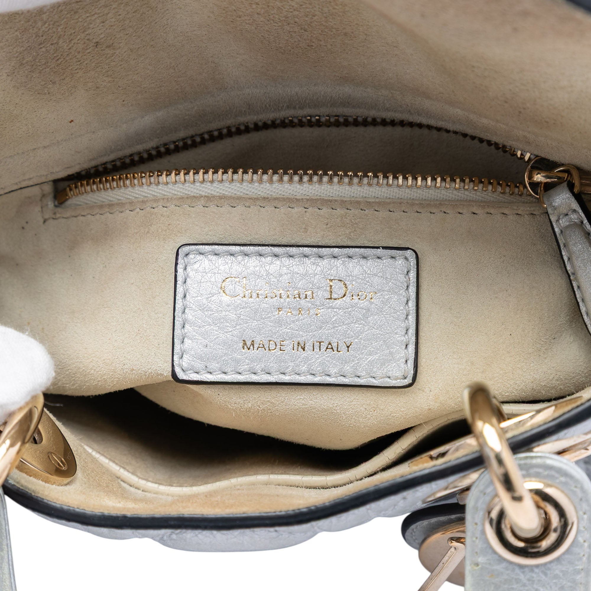 Dior Mini Metallic Calfskin Cannage Supple Lady Dior - image 5