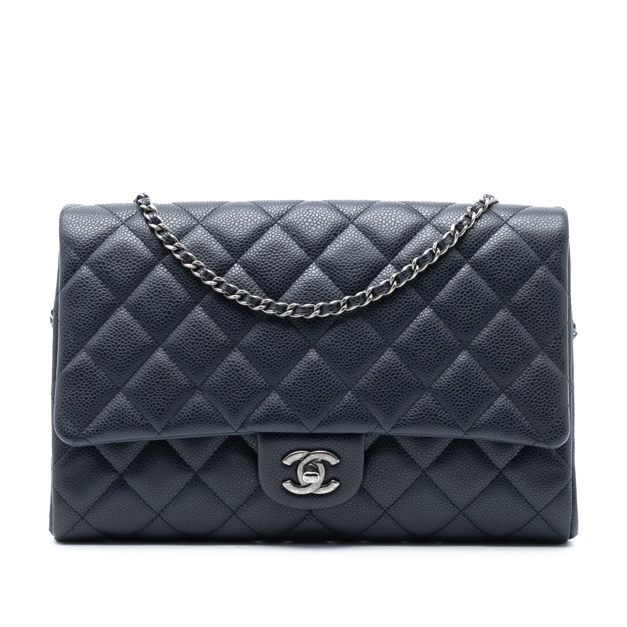 Chanel Quilted Caviar Clutch with Chain - image 1