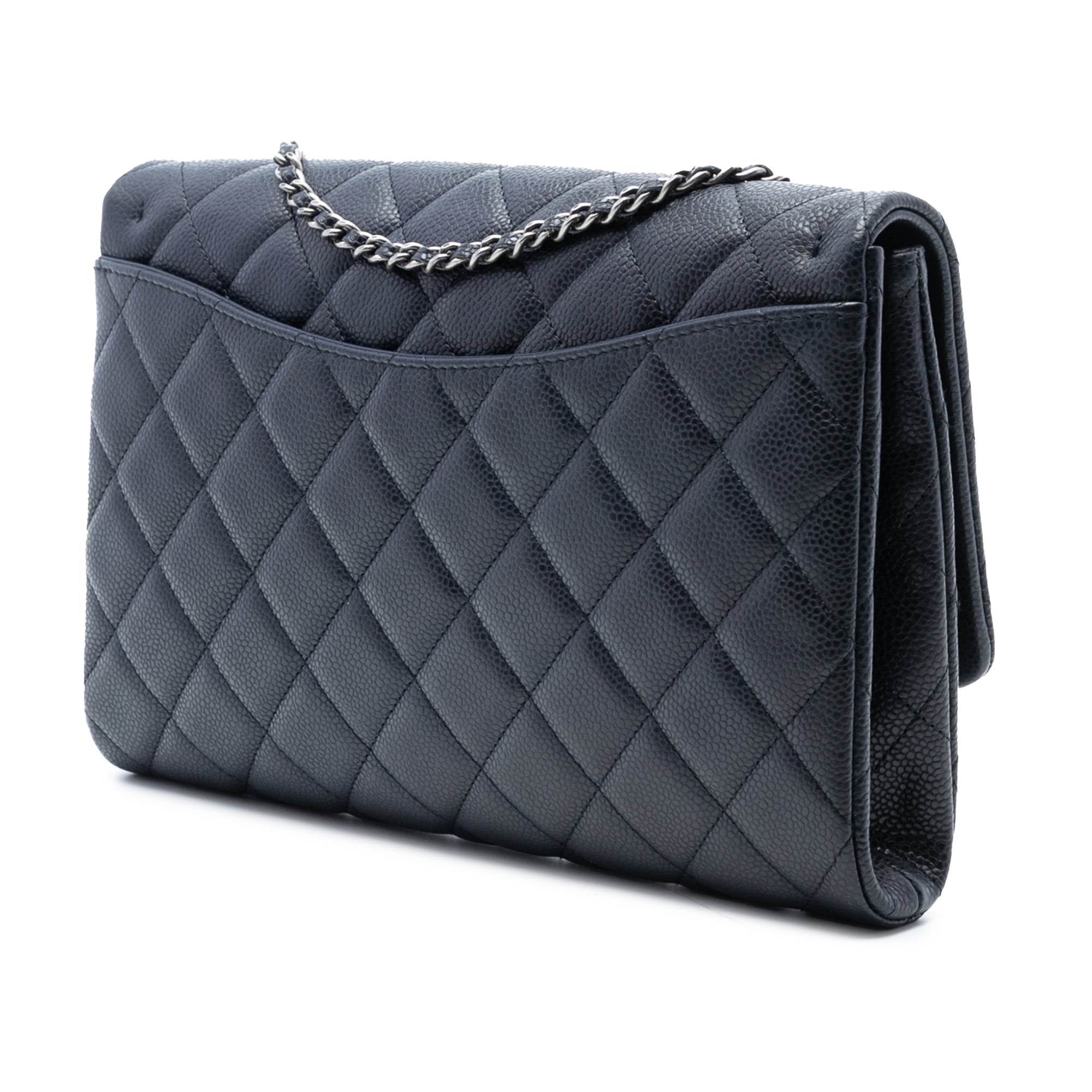 Chanel Quilted Caviar Clutch with Chain - image 2