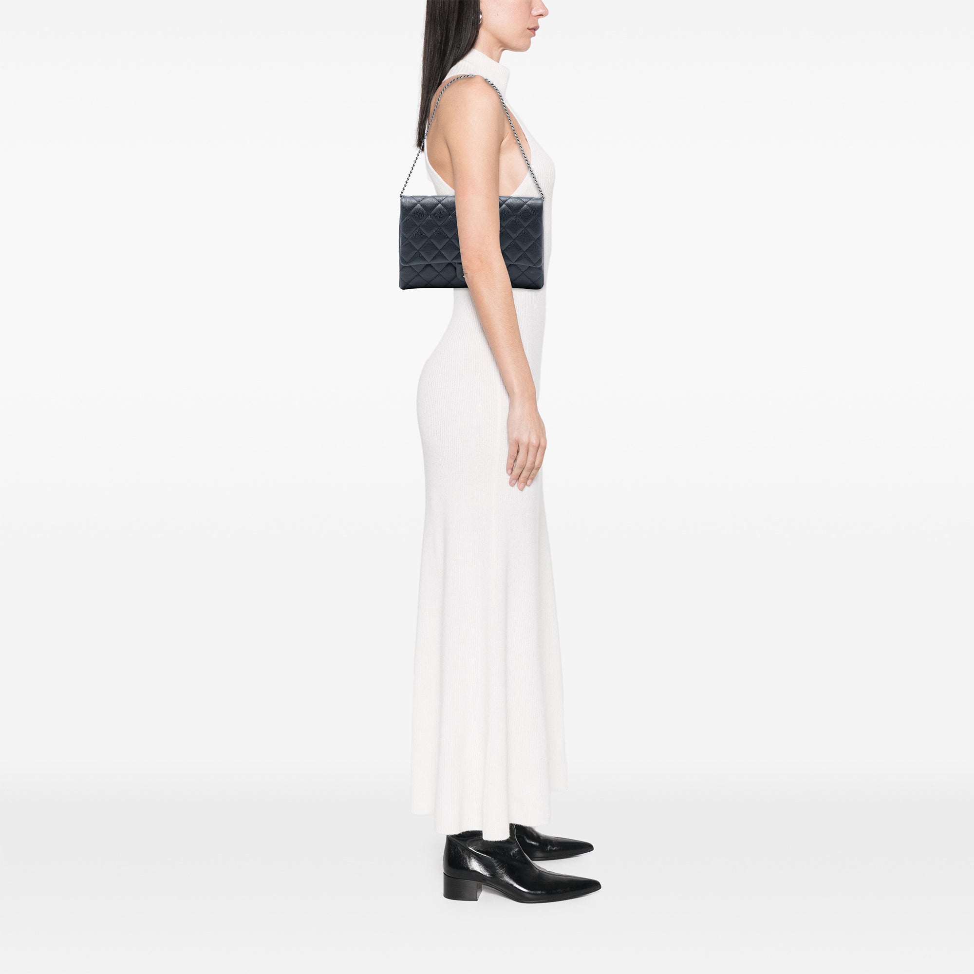 Chanel Quilted Caviar Clutch with Chain - image 7