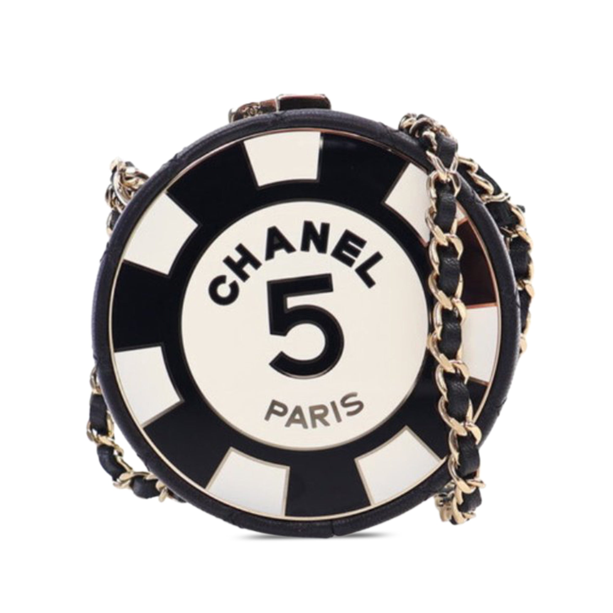 Chanel Enamel and Quilted Lambskin Round Poker Chip Clutch with Chain - image 1