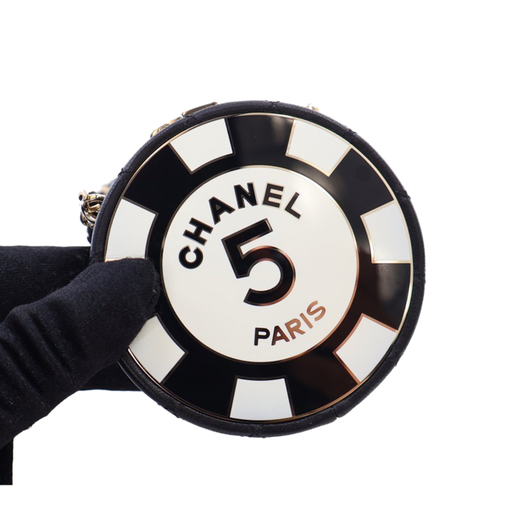Chanel Enamel and Quilted Lambskin Round Poker Chip Clutch with Chain - image 12