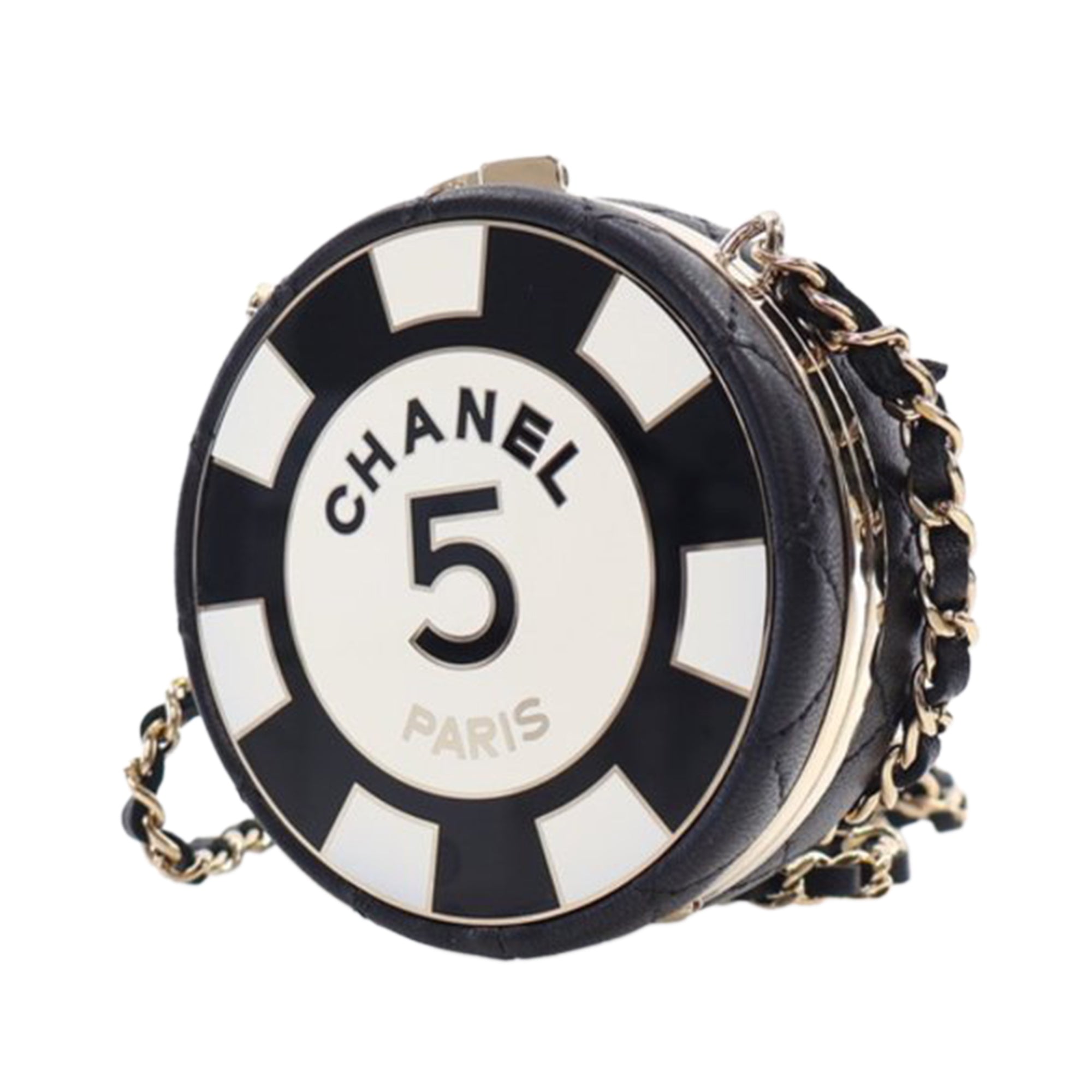 Chanel Enamel and Quilted Lambskin Round Poker Chip Clutch with Chain - image 13