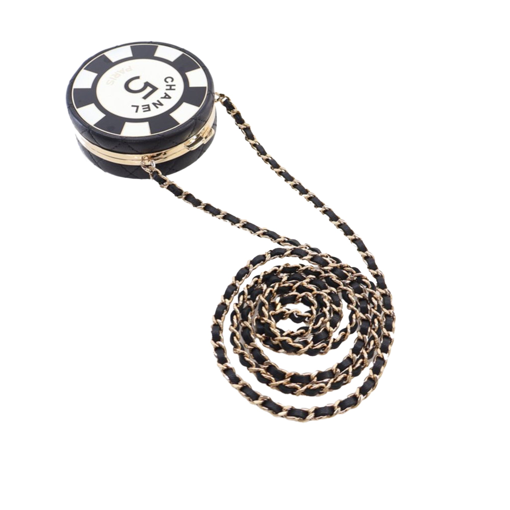 Chanel Enamel and Quilted Lambskin Round Poker Chip Clutch with Chain - image 14