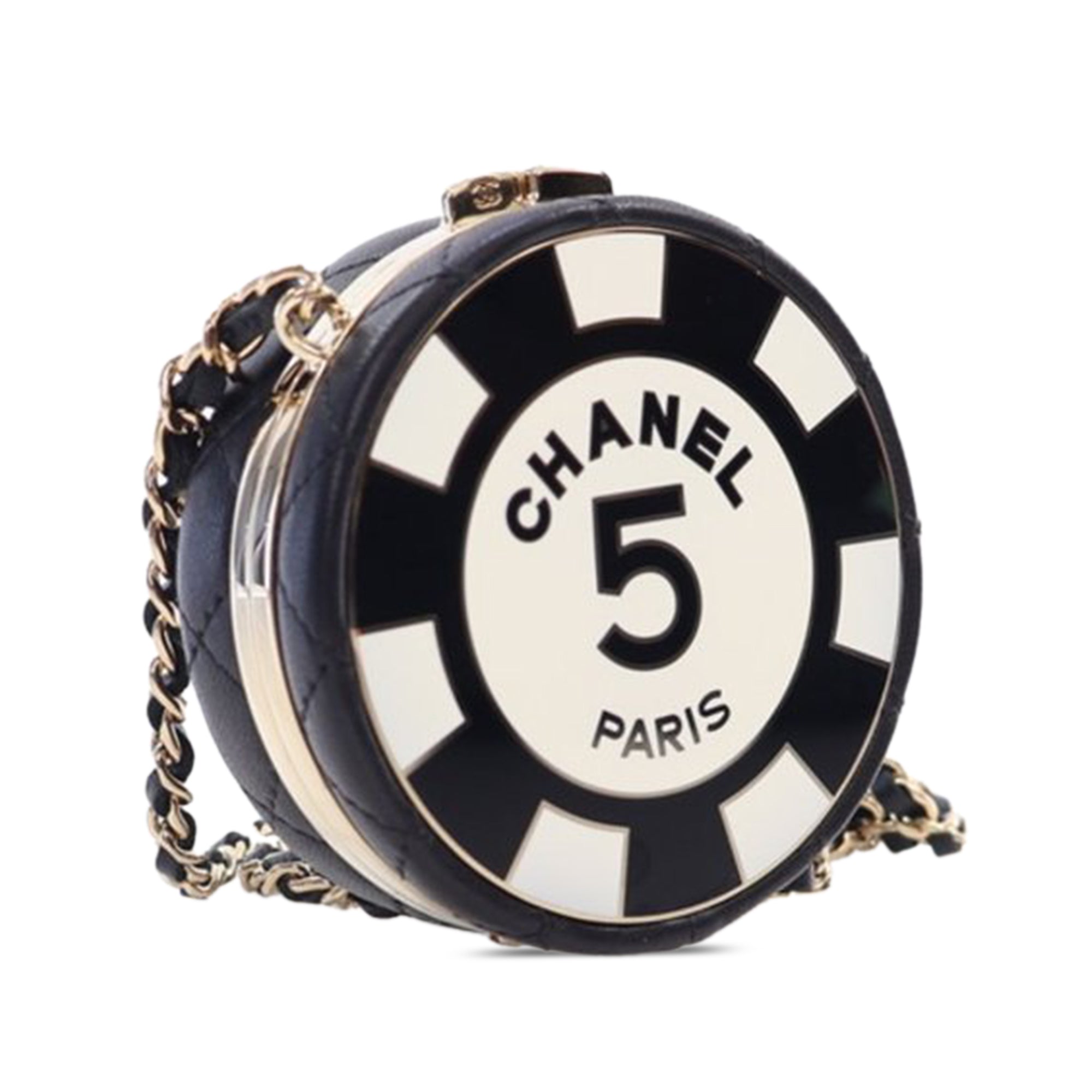 Chanel Enamel and Quilted Lambskin Round Poker Chip Clutch with Chain - image 2