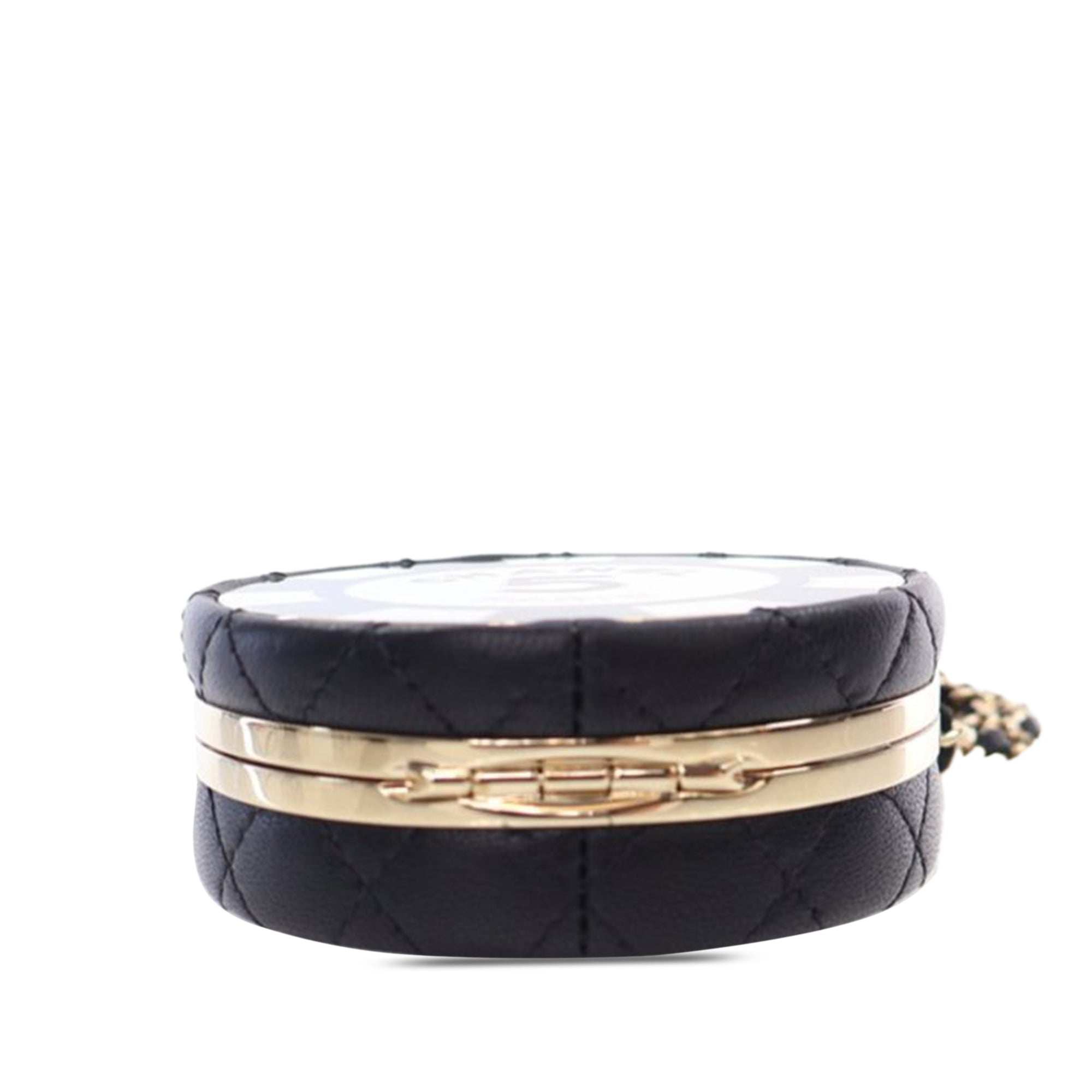 Chanel Enamel and Quilted Lambskin Round Poker Chip Clutch with Chain - image 4