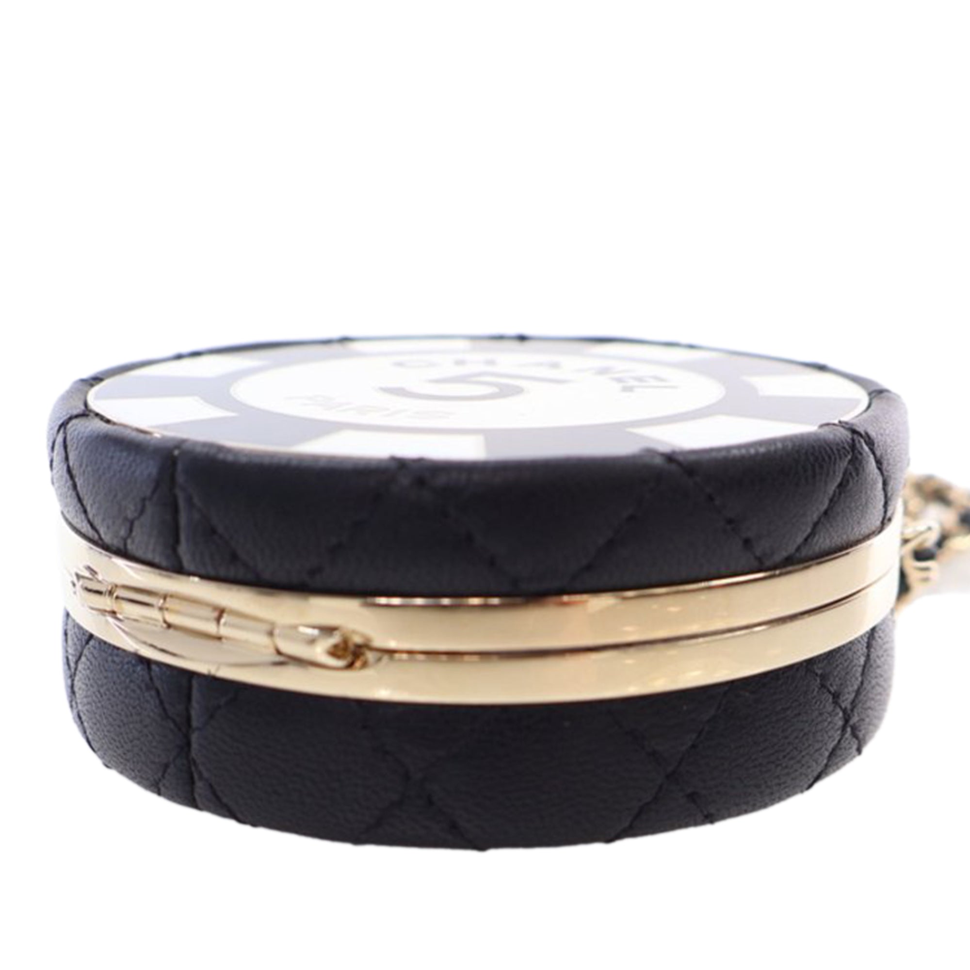Chanel Enamel and Quilted Lambskin Round Poker Chip Clutch with Chain - image 9