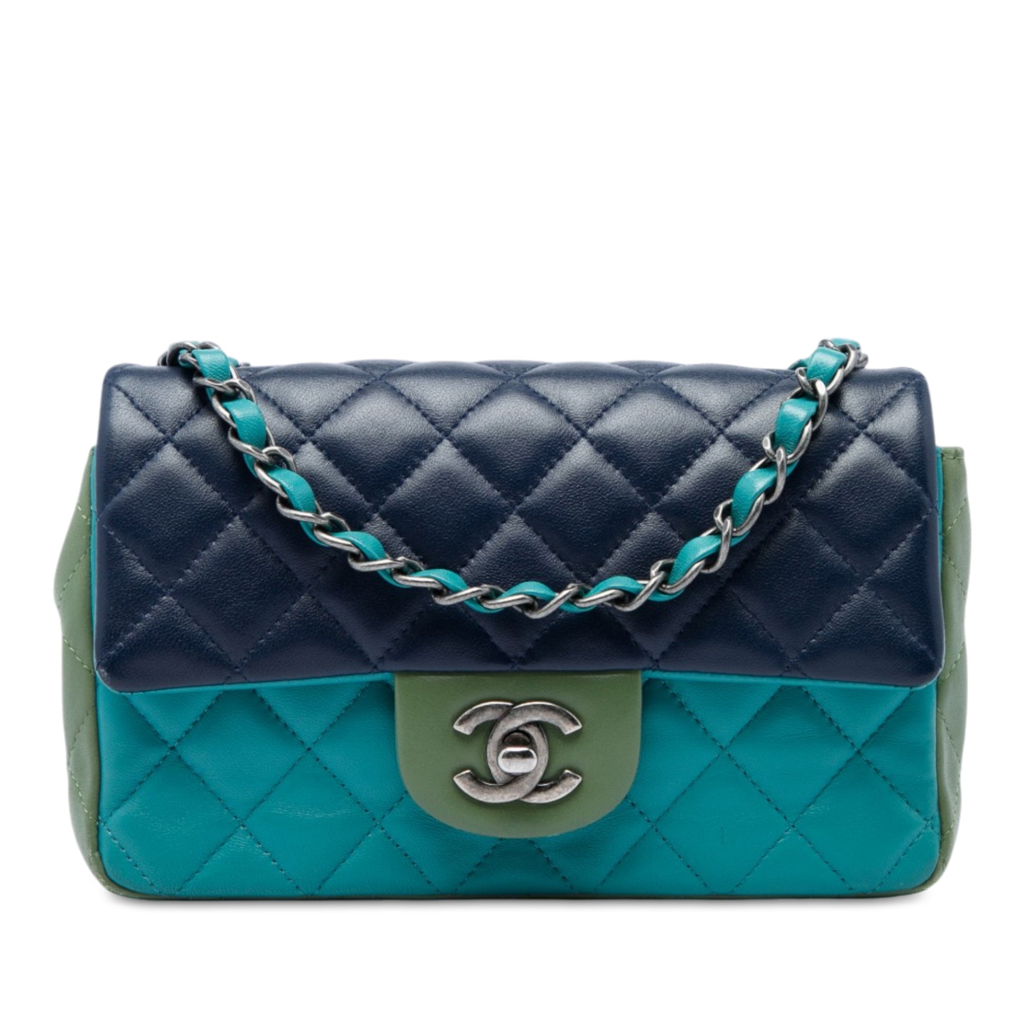 Chanel Mini Rectangular Classic Tricolor Lambskin Single Flap - image 1