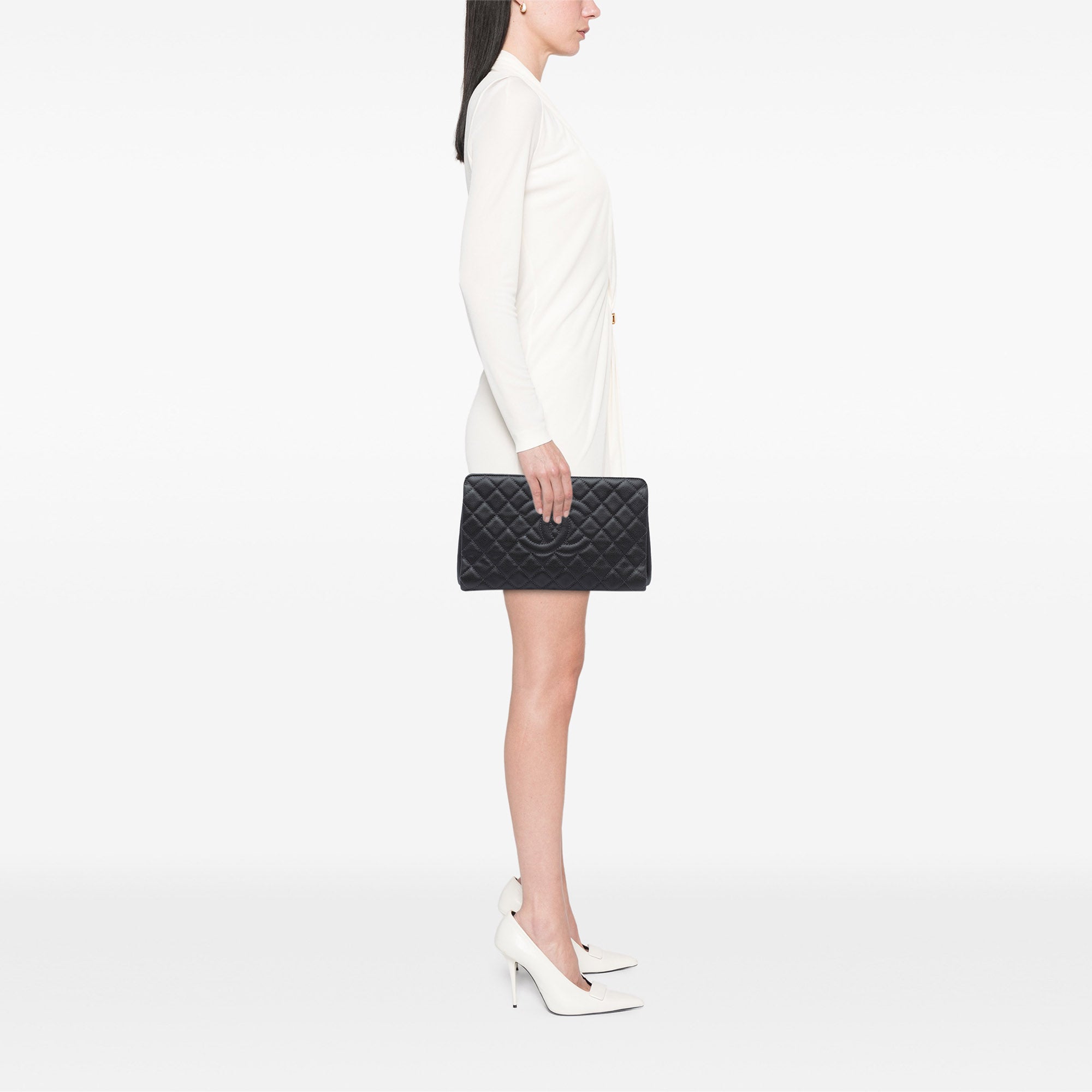 Chanel Large CC Quilted Caviar CC Clutch - image 7