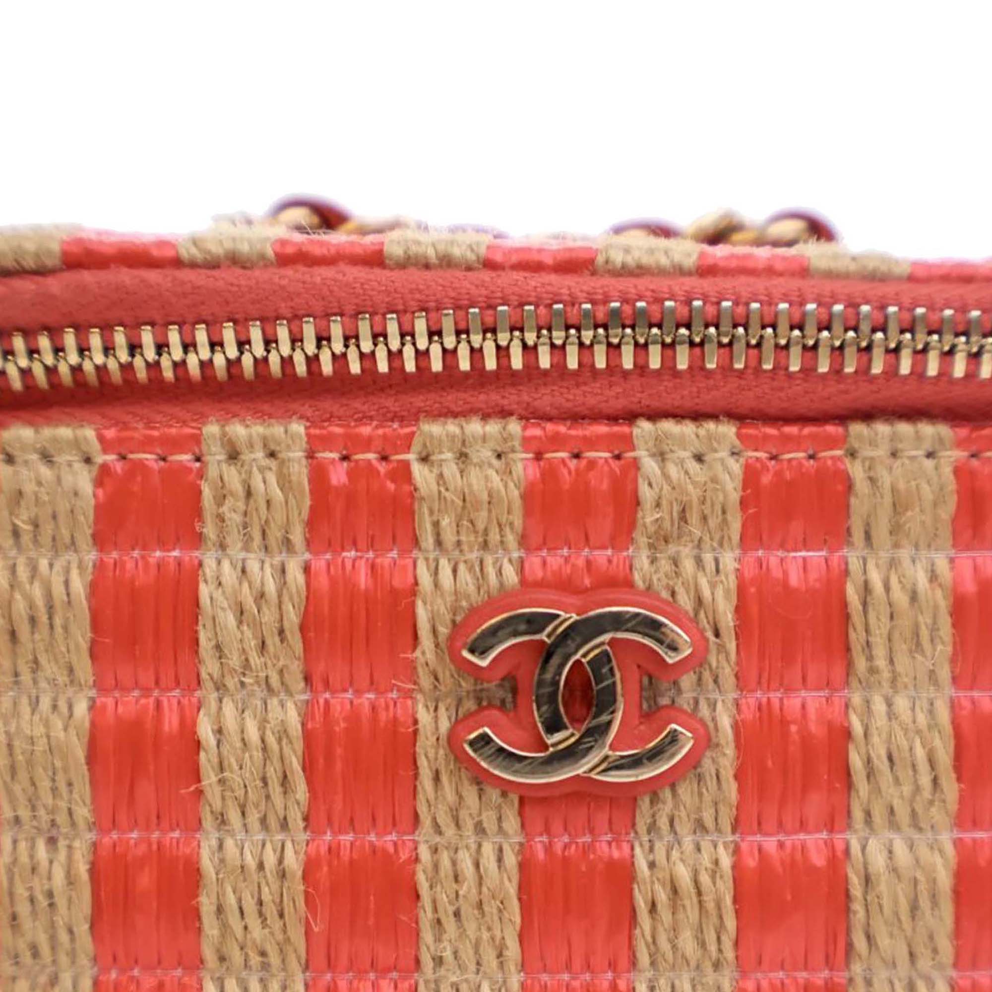 Chanel Mini CC Striped Raffia Vanity Case - image 12