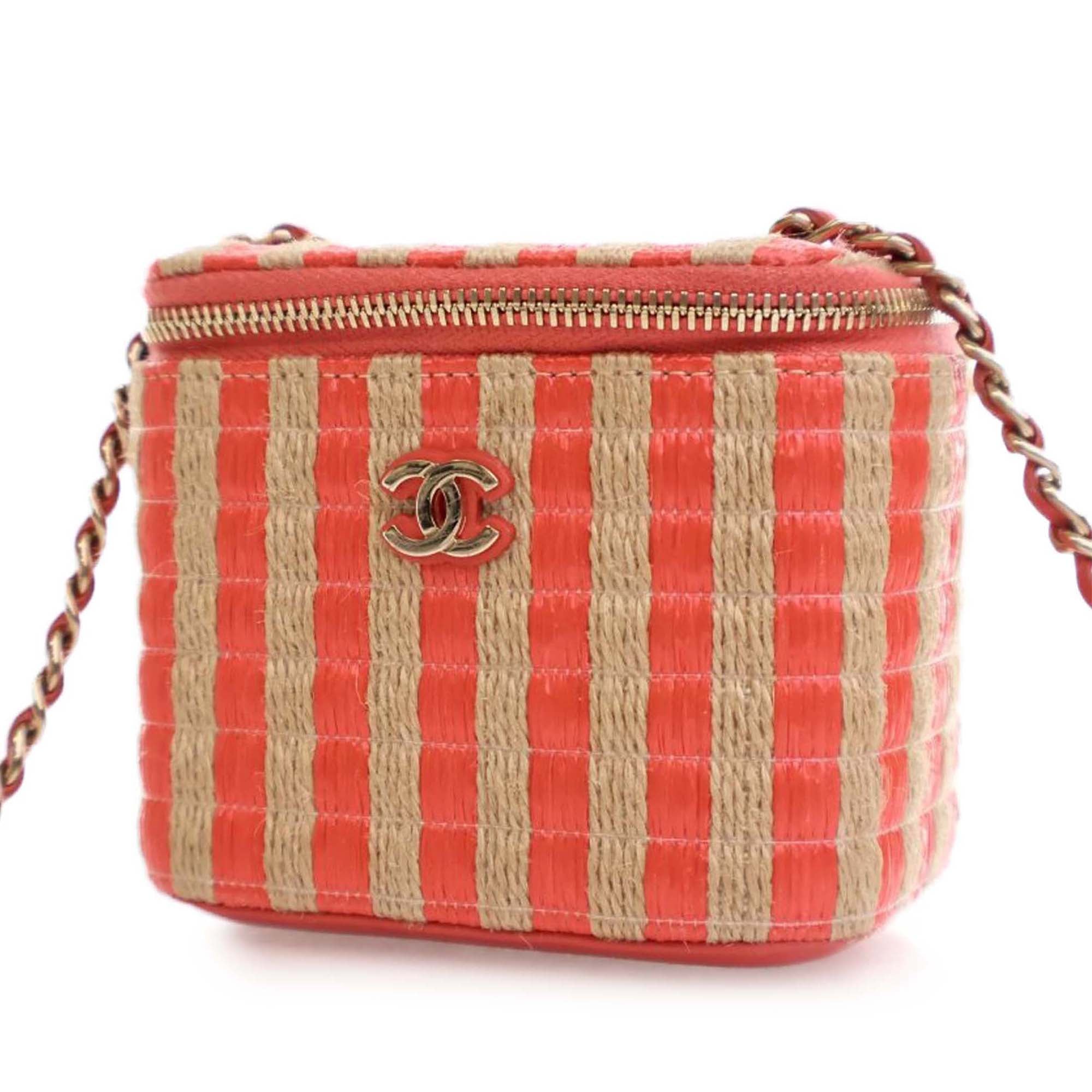Chanel Mini CC Striped Raffia Vanity Case - image 2