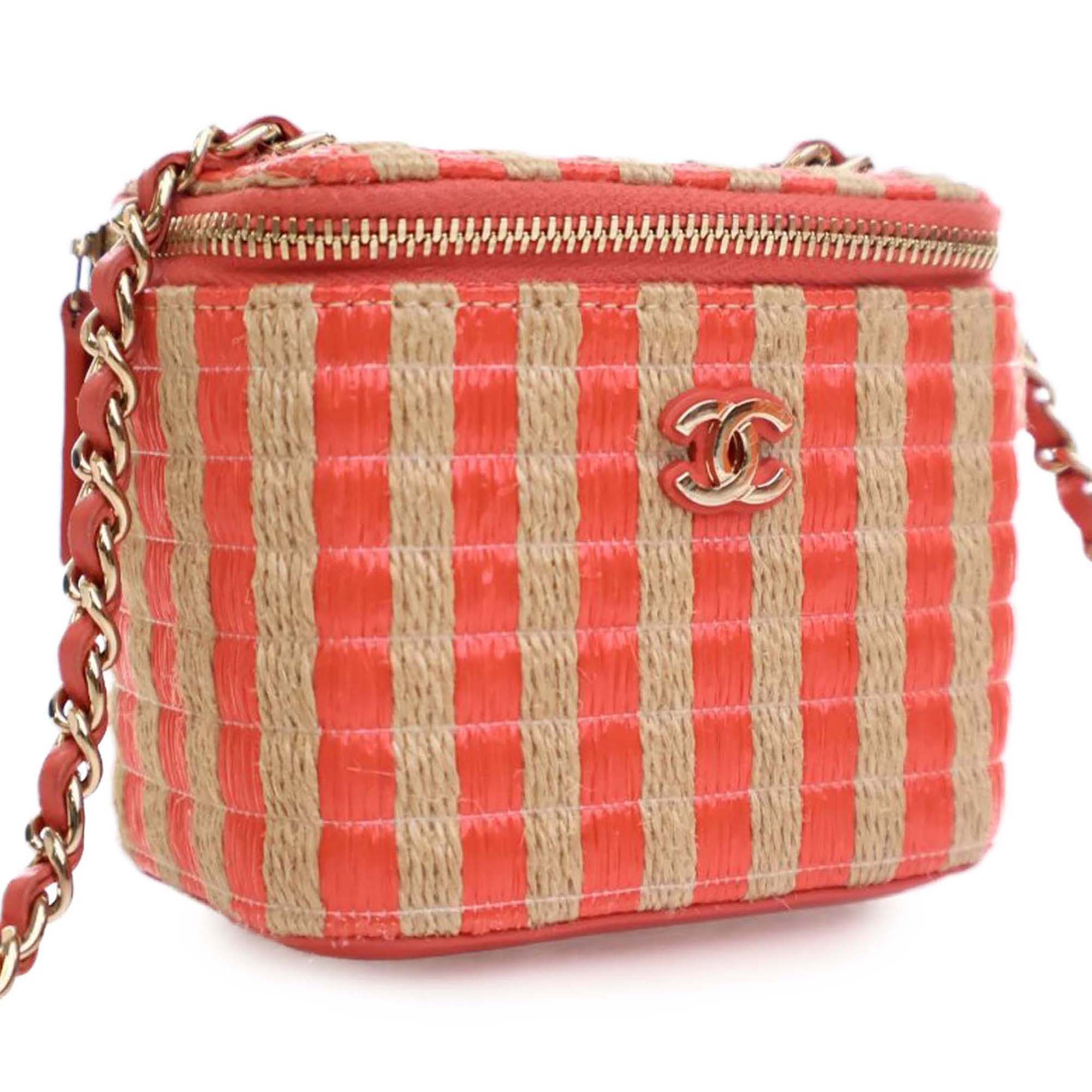 Chanel Mini CC Striped Raffia Vanity Case - image 3