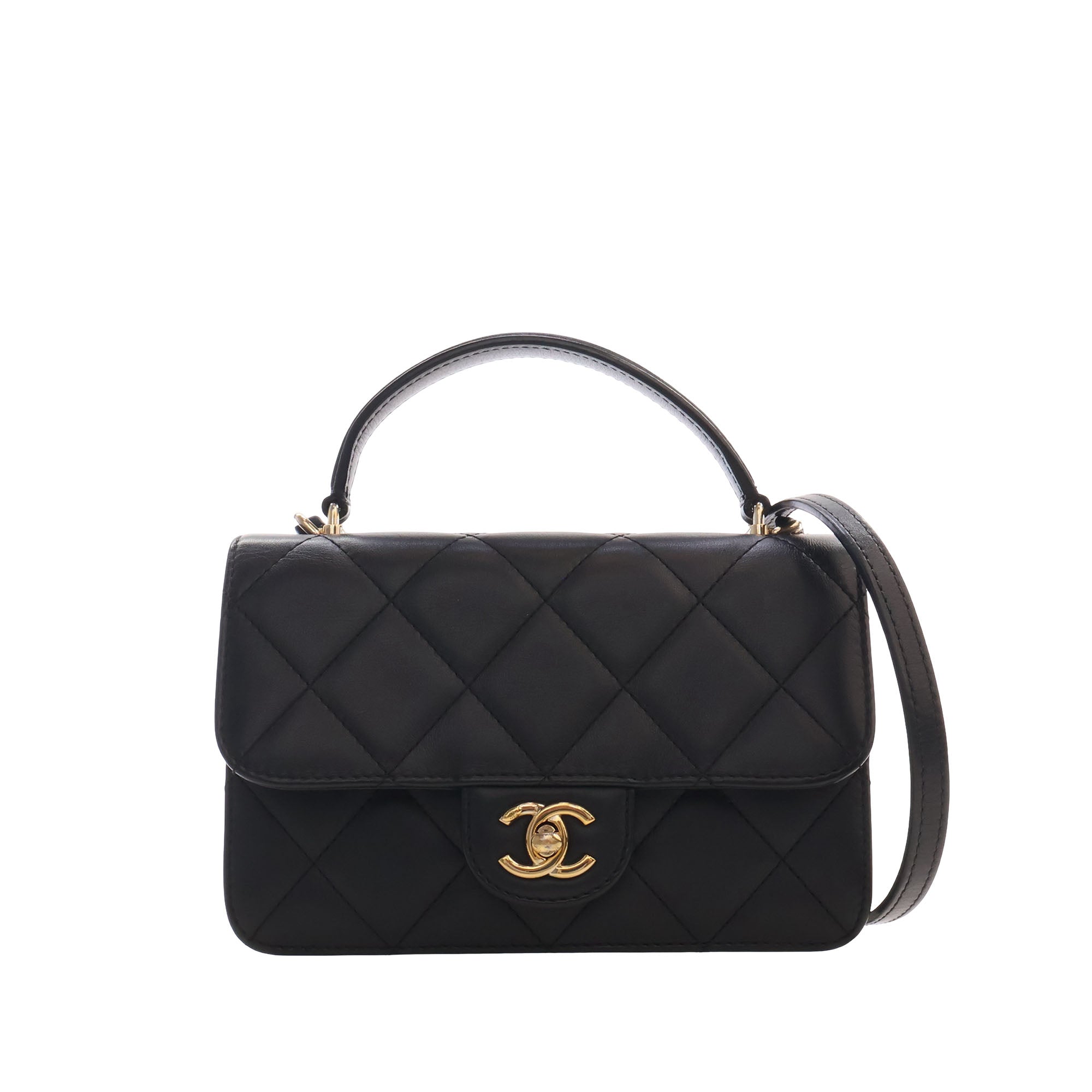 Chanel Mini Quilted Lambskin Top Handle Flap - image 1