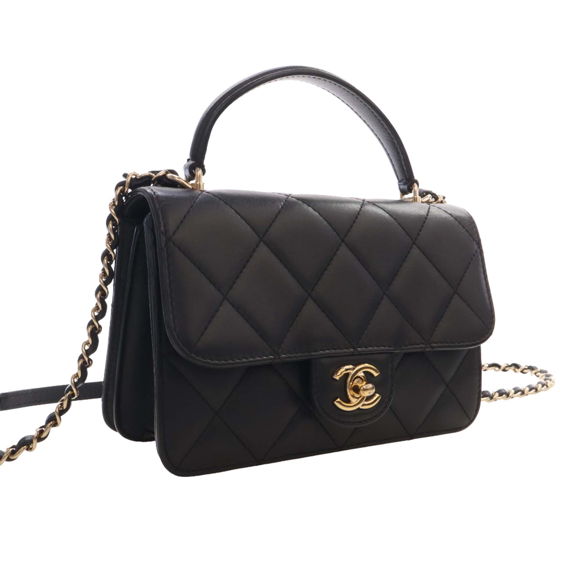 Chanel Mini Quilted Lambskin Top Handle Flap - image 12